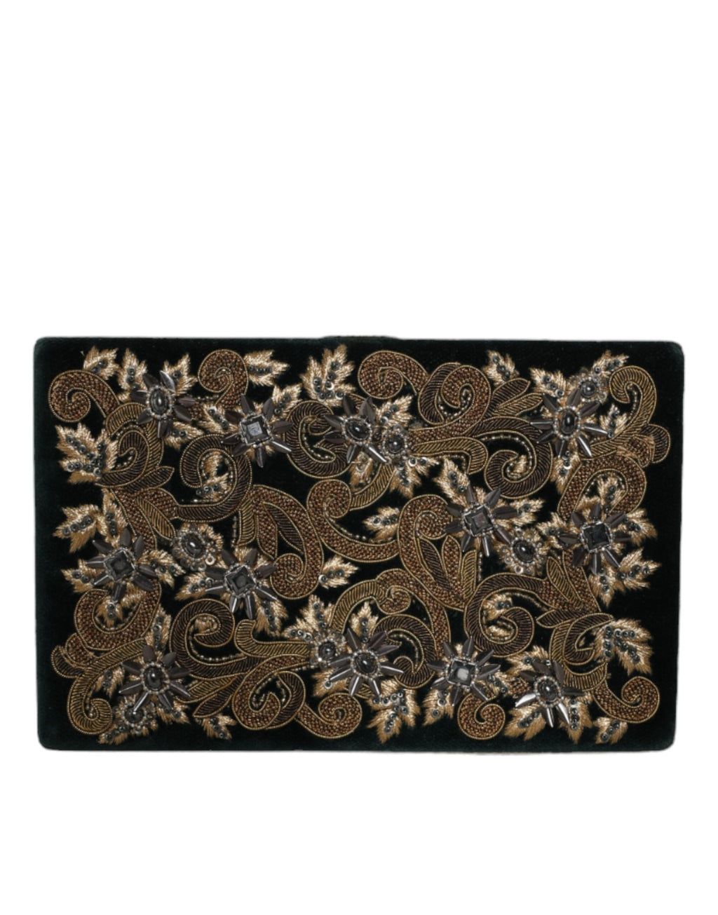 Sac à main de soirée Dolce &amp; Gabbana en velours noir avec cadre doré