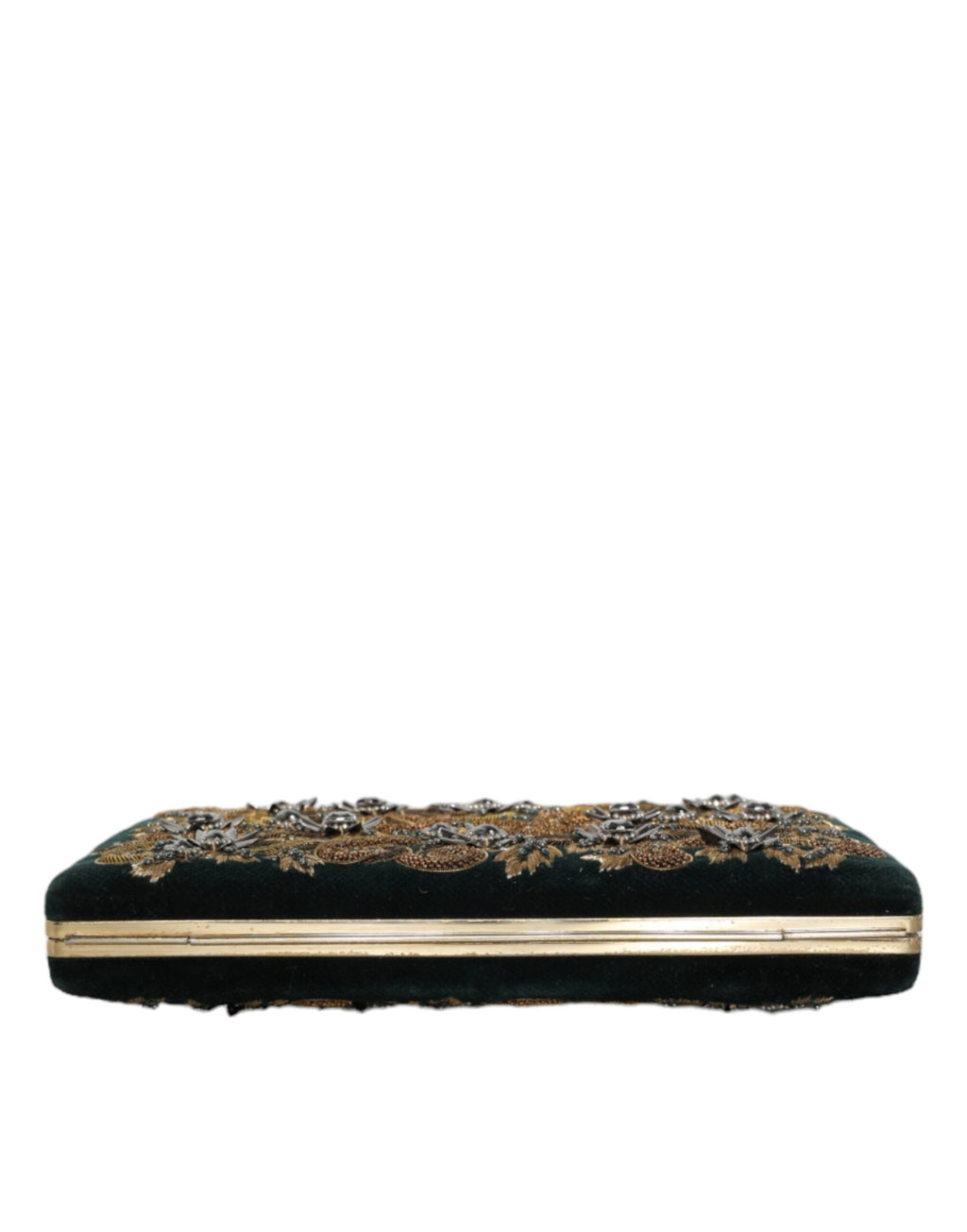 Sac à main de soirée Dolce &amp; Gabbana en velours noir avec cadre doré
