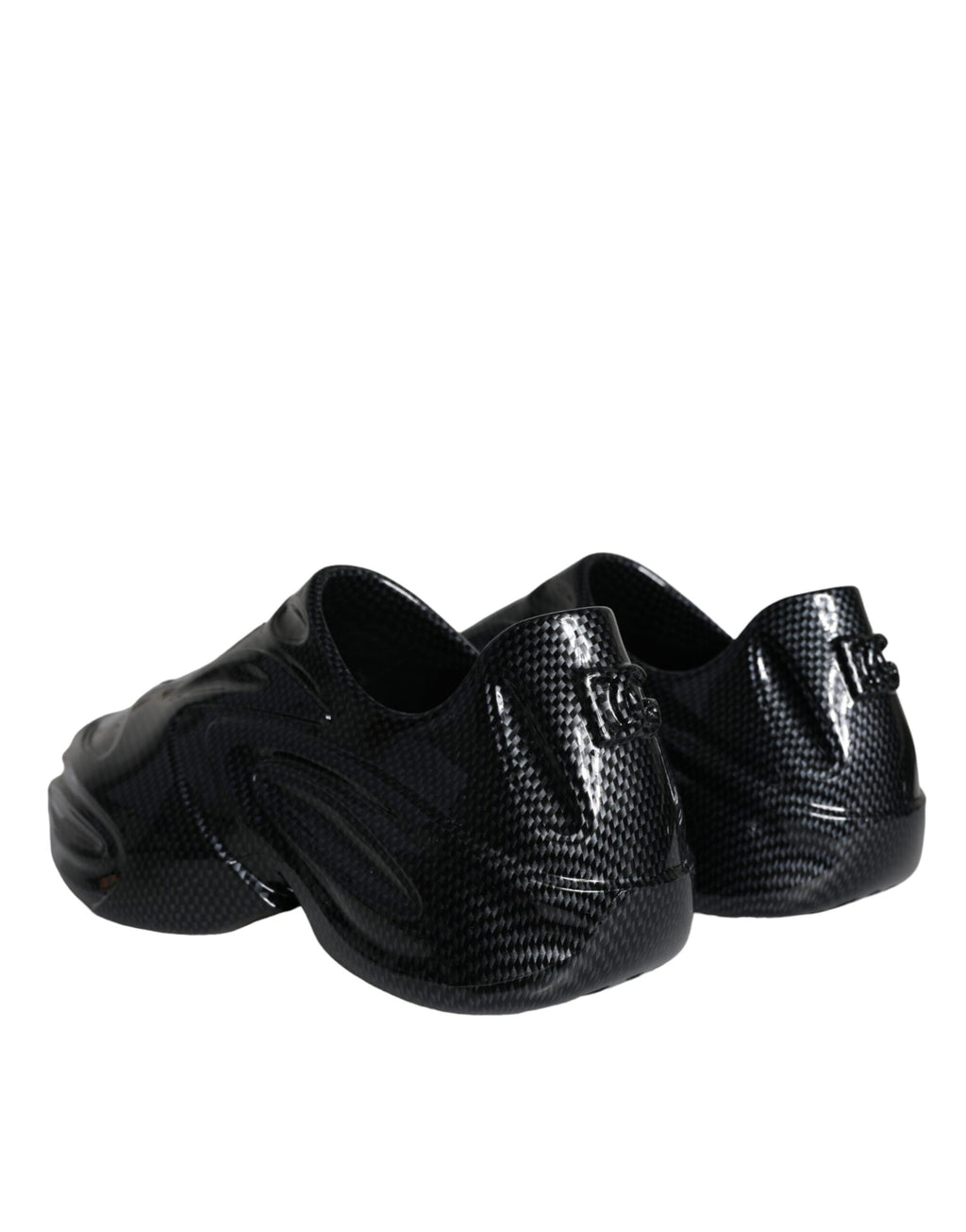 Dolce &amp; Gabbana – Toy Low Top Sneakers aus schwarzem, foliertem Gummi für Herren