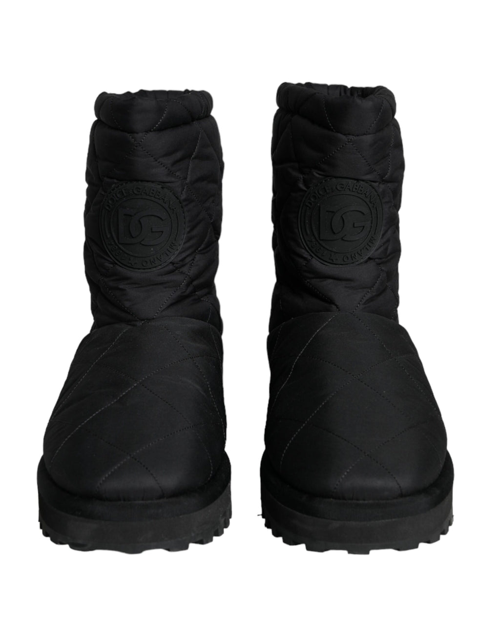 Dolce &amp; Gabbana Herren Stiefeletten aus schwarzem Nylon mit gepolsterter Wadenmitte