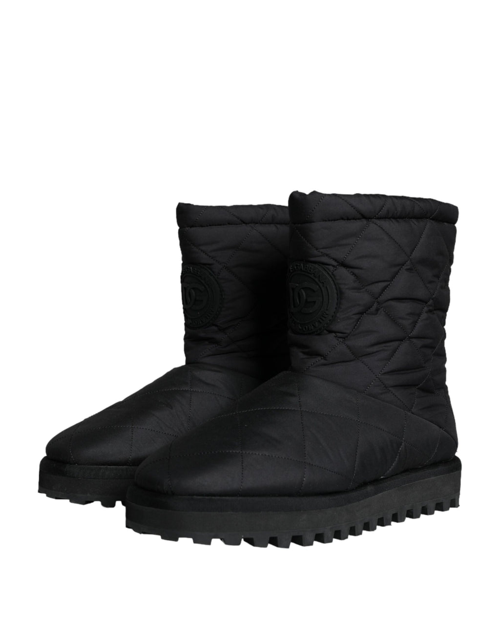 Dolce &amp; Gabbana Herren Stiefeletten aus schwarzem Nylon mit gepolsterter Wadenmitte