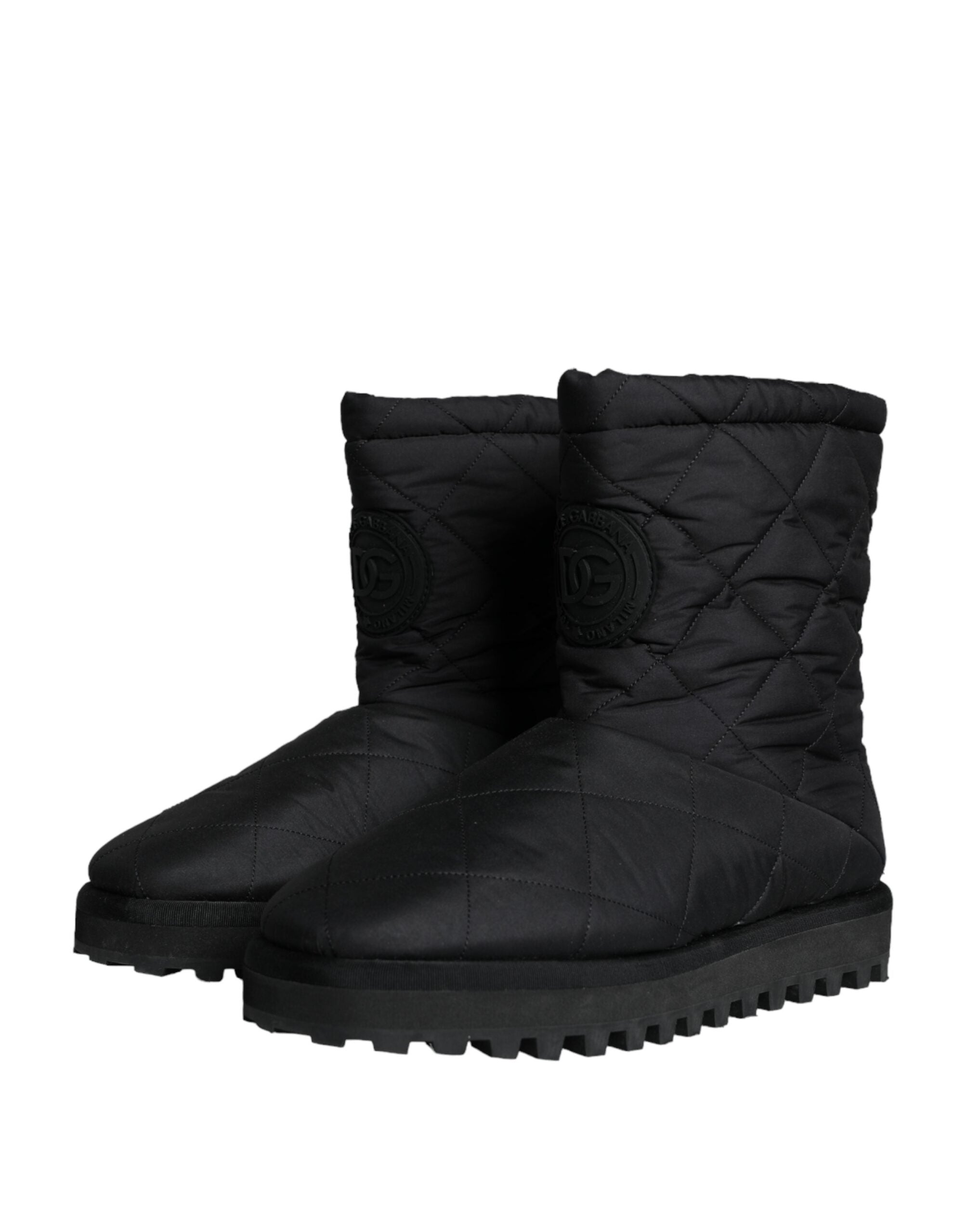 Dolce &amp; Gabbana Herren Stiefeletten aus schwarzem Nylon mit gepolsterter Wadenmitte