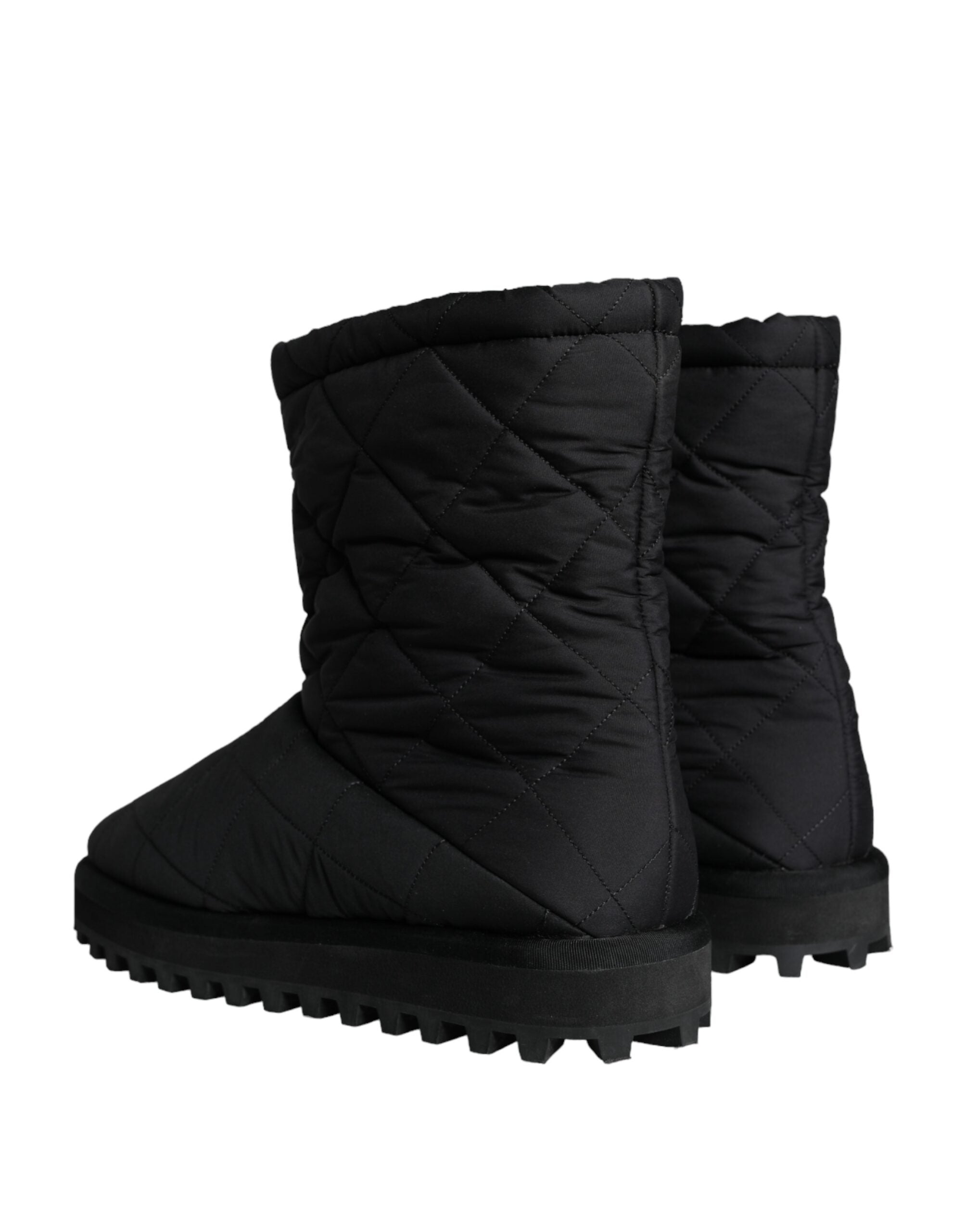 Dolce &amp; Gabbana Herren Stiefeletten aus schwarzem Nylon mit gepolsterter Wadenmitte