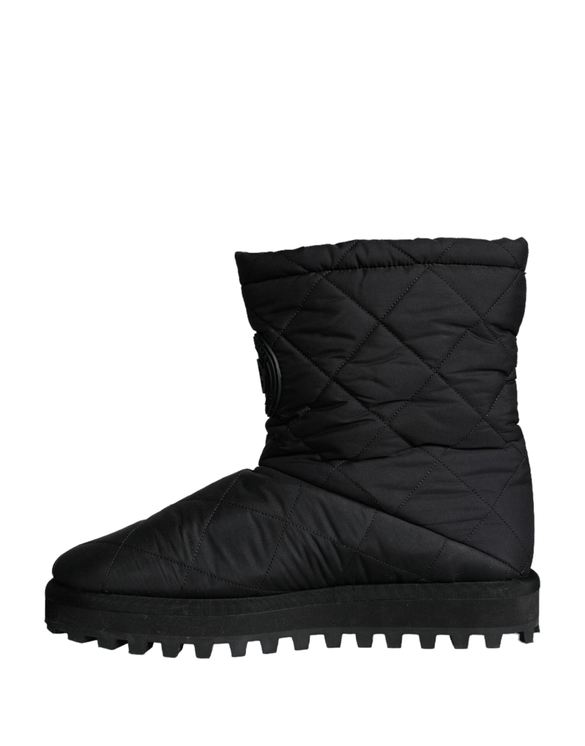 Dolce &amp; Gabbana Herren Stiefeletten aus schwarzem Nylon mit gepolsterter Wadenmitte