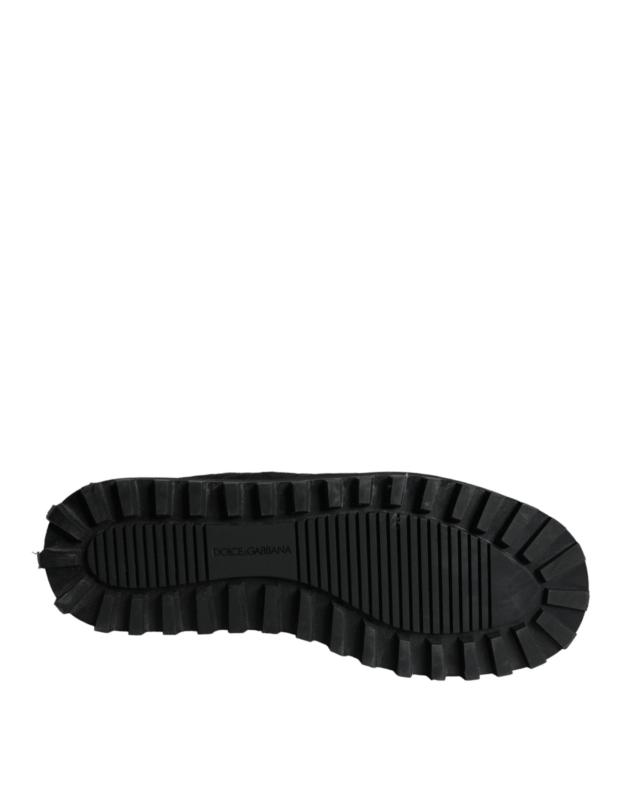 Dolce &amp; Gabbana Herren Stiefeletten aus schwarzem Nylon mit gepolsterter Wadenmitte