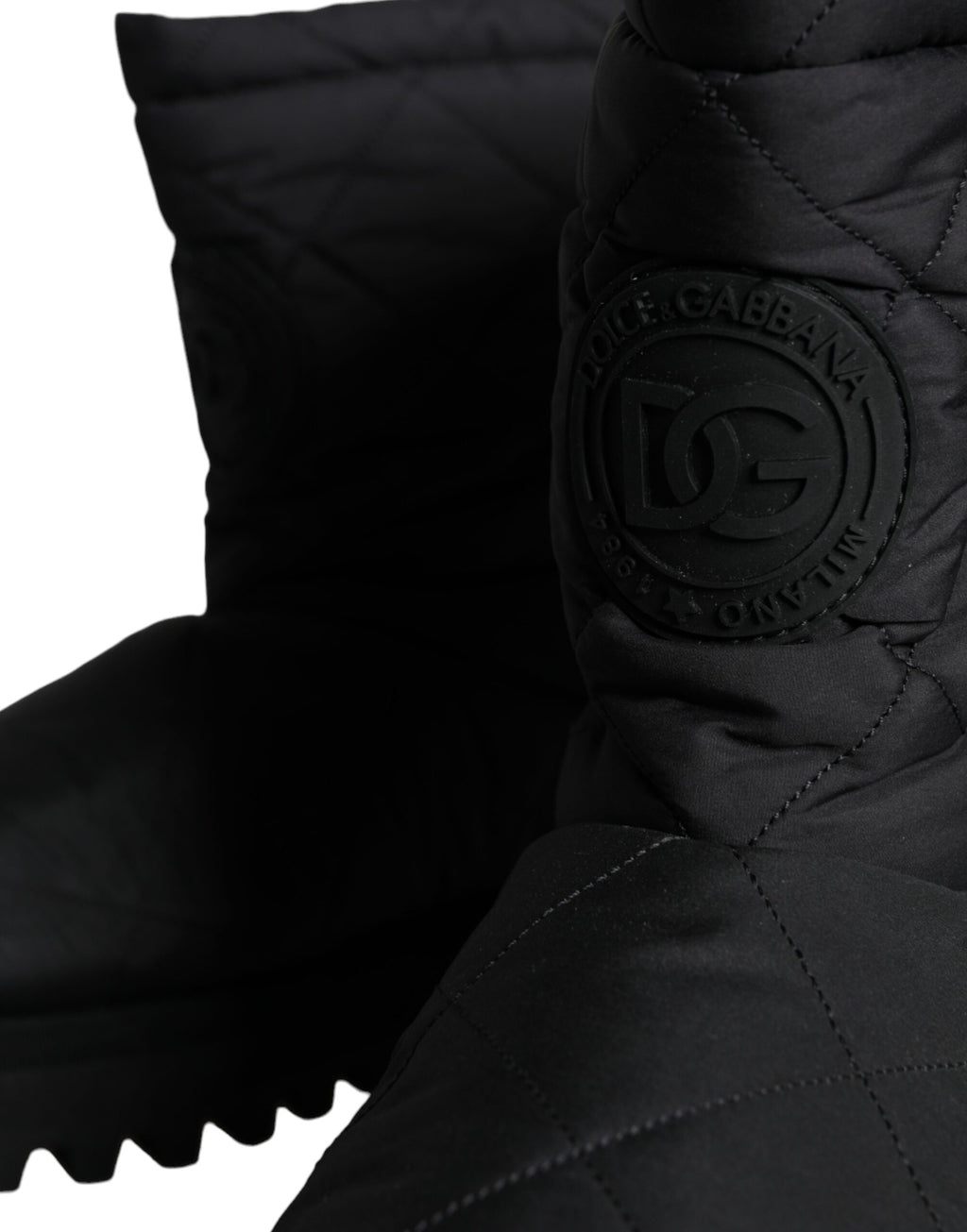 Dolce &amp; Gabbana Herren Stiefeletten aus schwarzem Nylon mit gepolsterter Wadenmitte