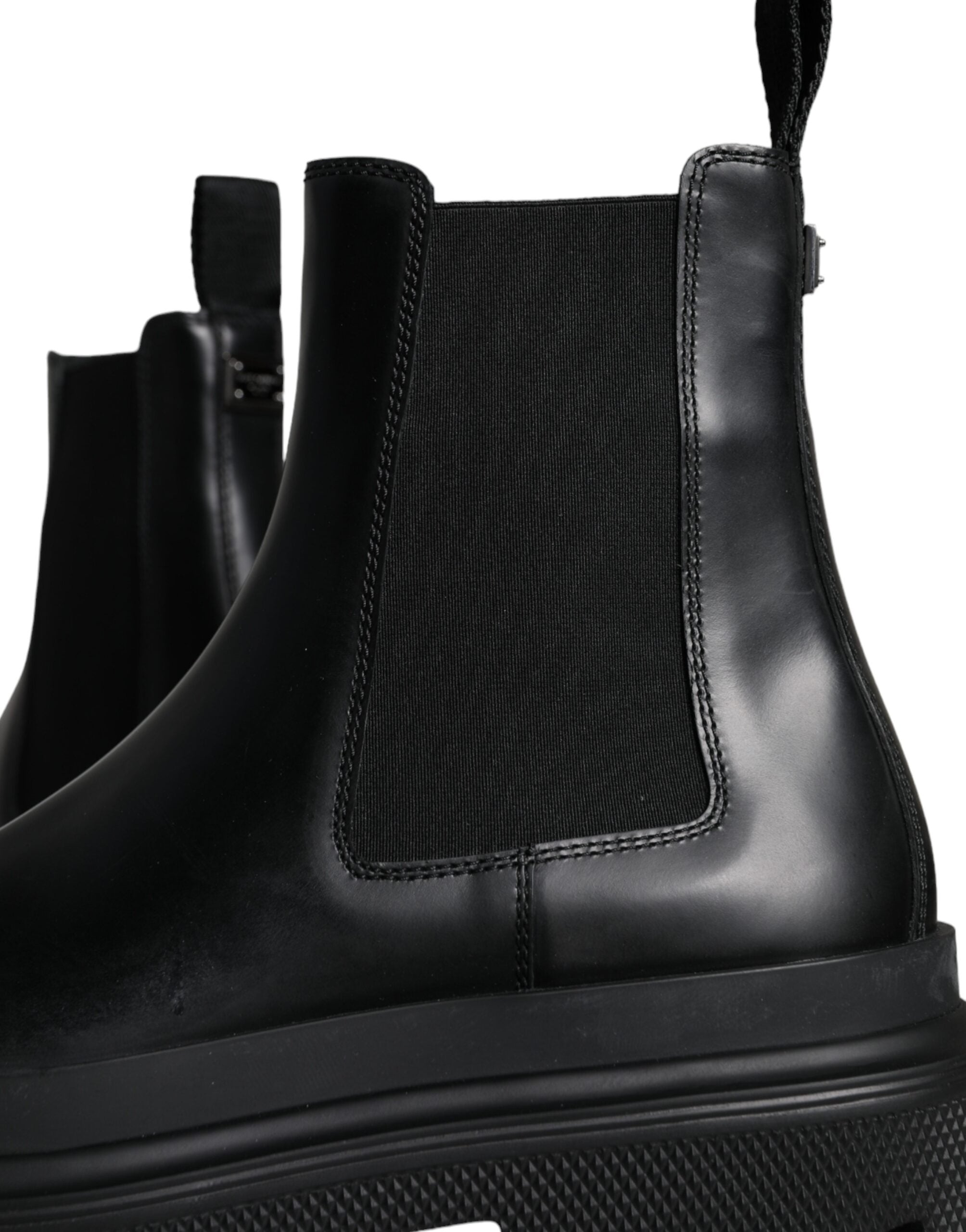 Dolce &amp; Gabbana – Slipper aus Stretch-Trekkingstiefeln aus schwarzem Leder