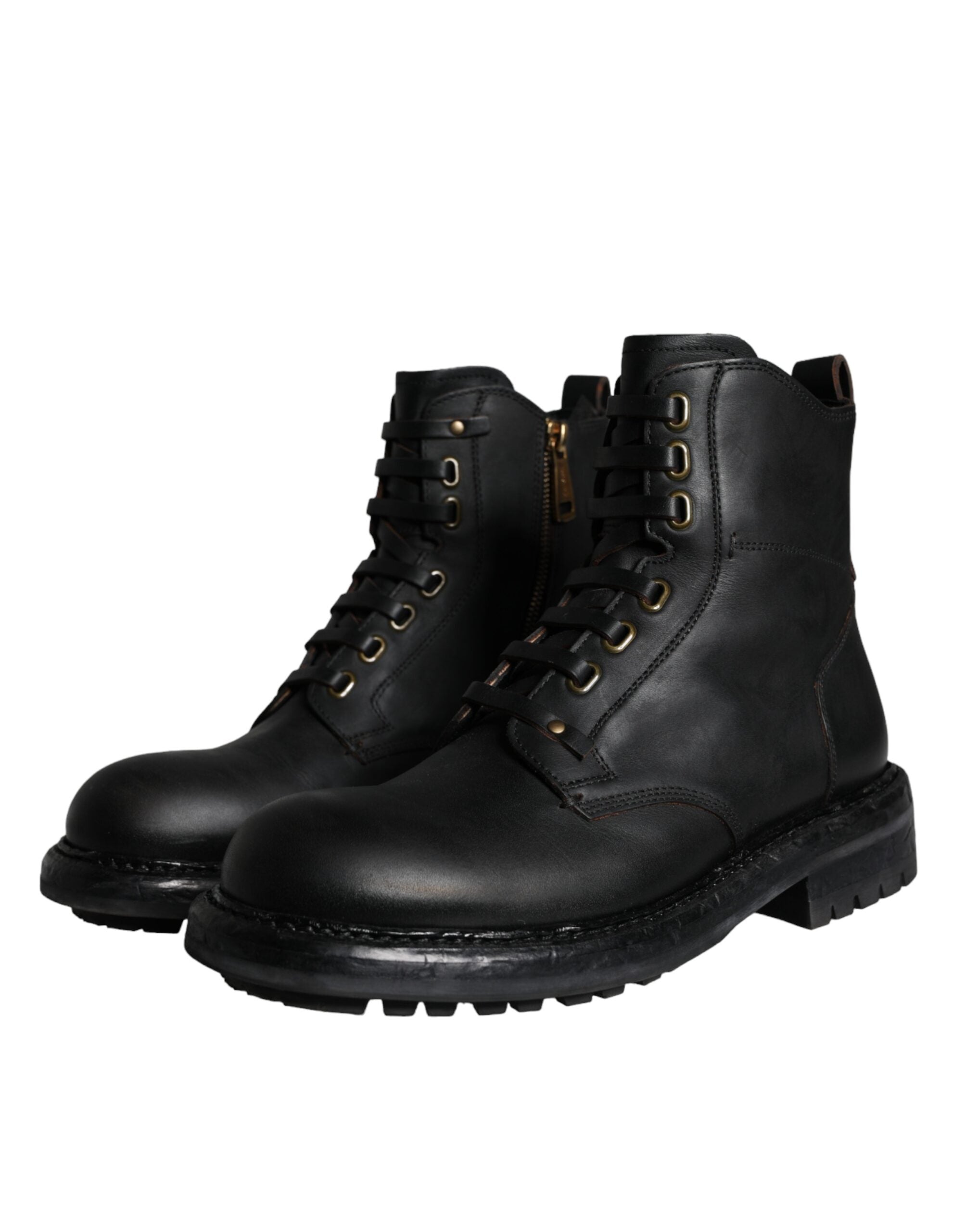 Dolce &amp; Gabbana – Schwarze Schnürstiefeletten mit halbhohem Schaft Herren Schuhe