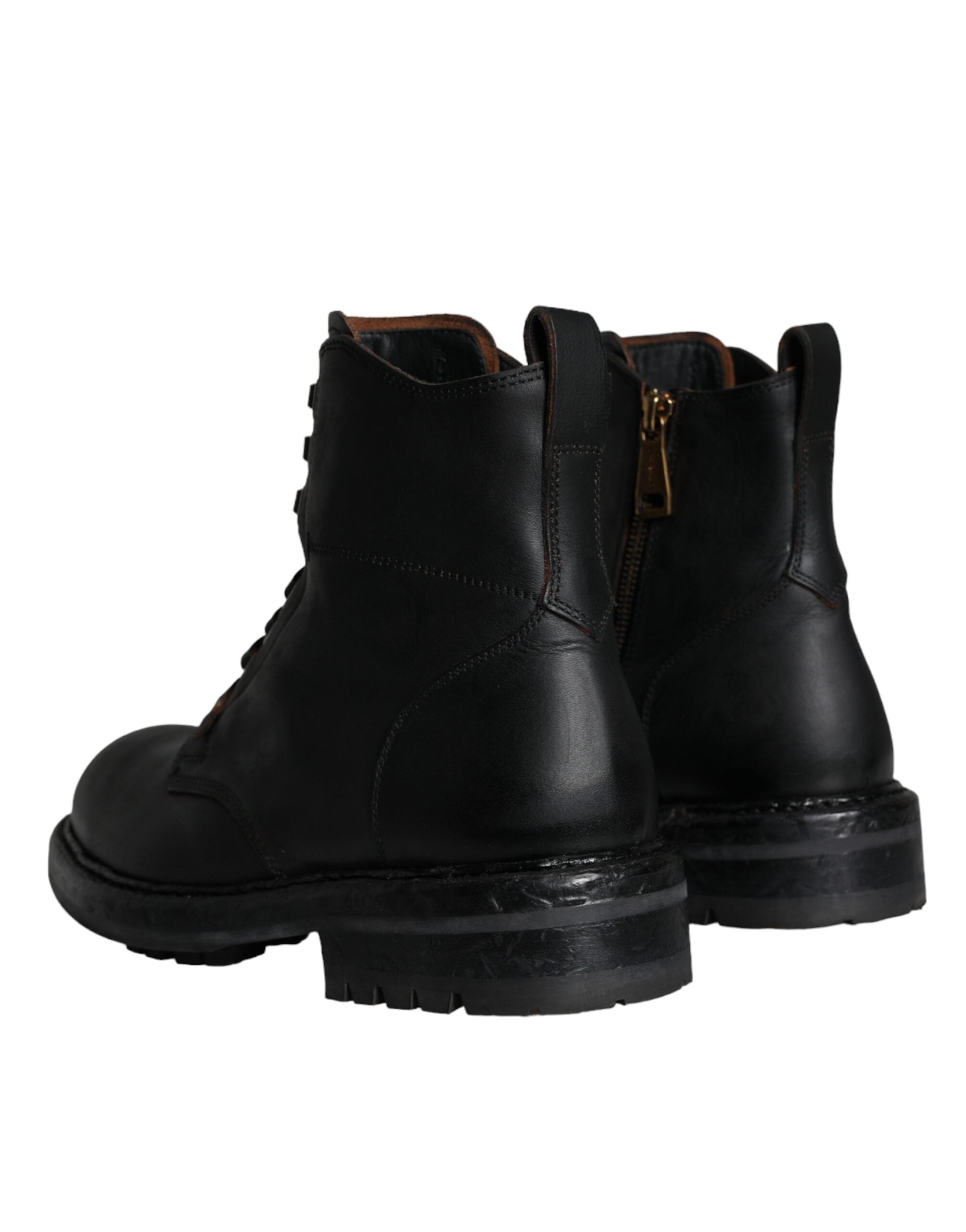 Dolce &amp; Gabbana – Schwarze Schnürstiefeletten mit halbhohem Schaft Herren Schuhe