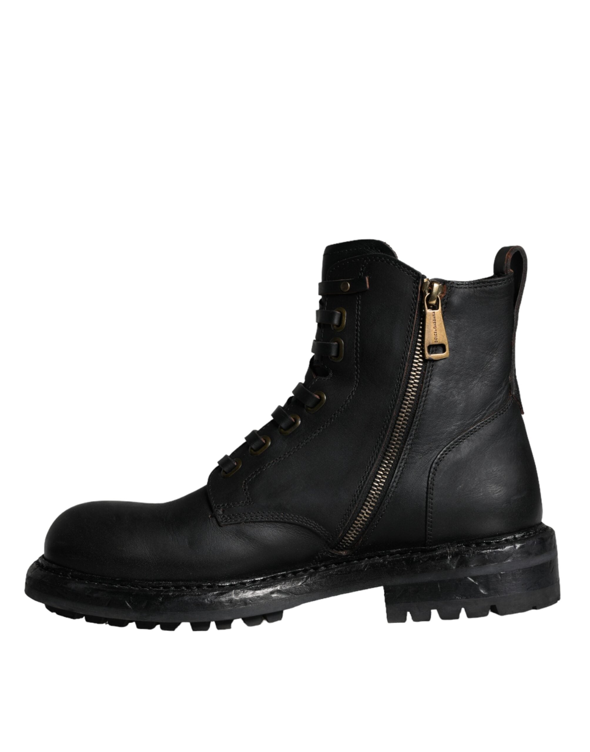 Dolce &amp; Gabbana – Schwarze Schnürstiefeletten mit halbhohem Schaft Herren Schuhe