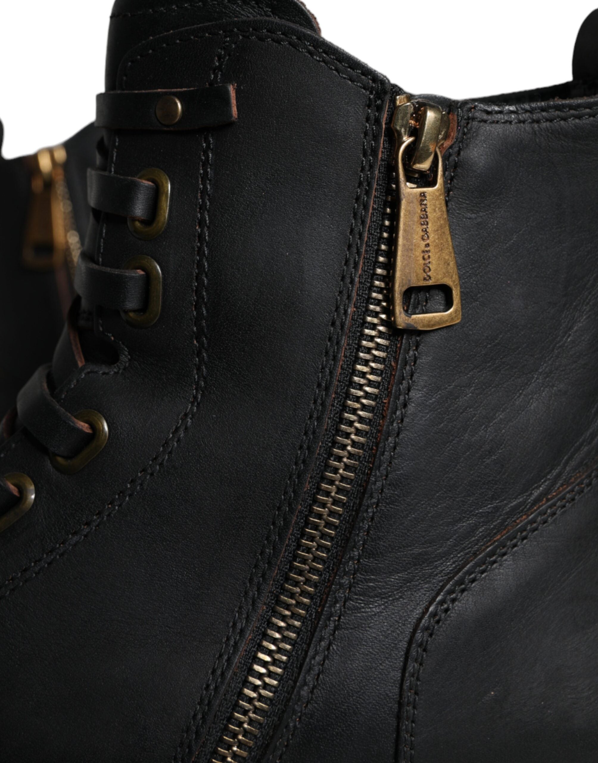 Dolce &amp; Gabbana – Schwarze Schnürstiefeletten mit halbhohem Schaft Herren Schuhe