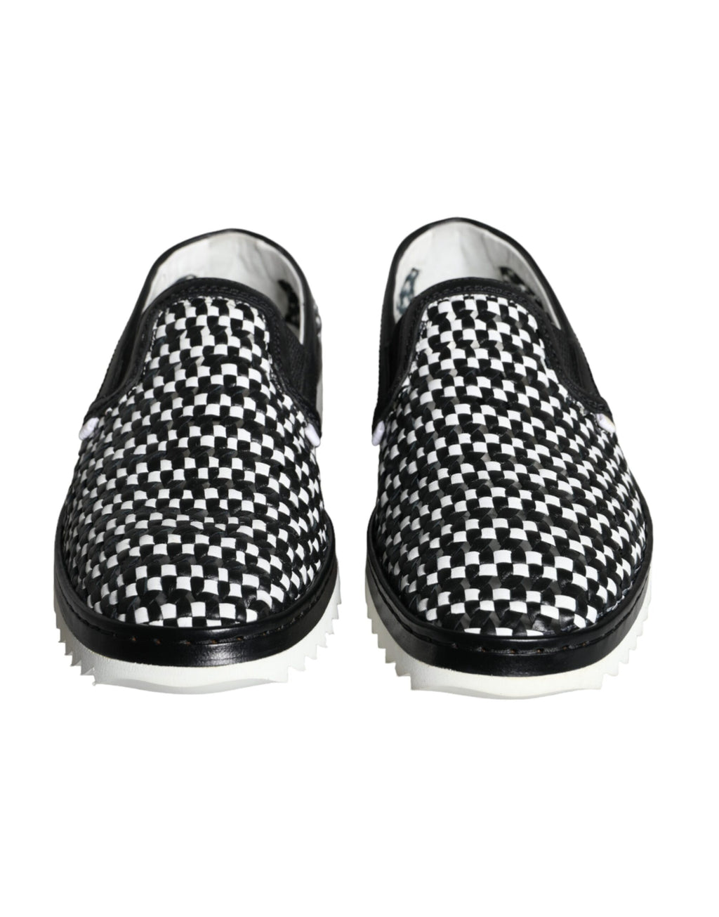 Mocassins à enfiler tissés noirs et blancs Dolce &amp; Gabbana pour homme