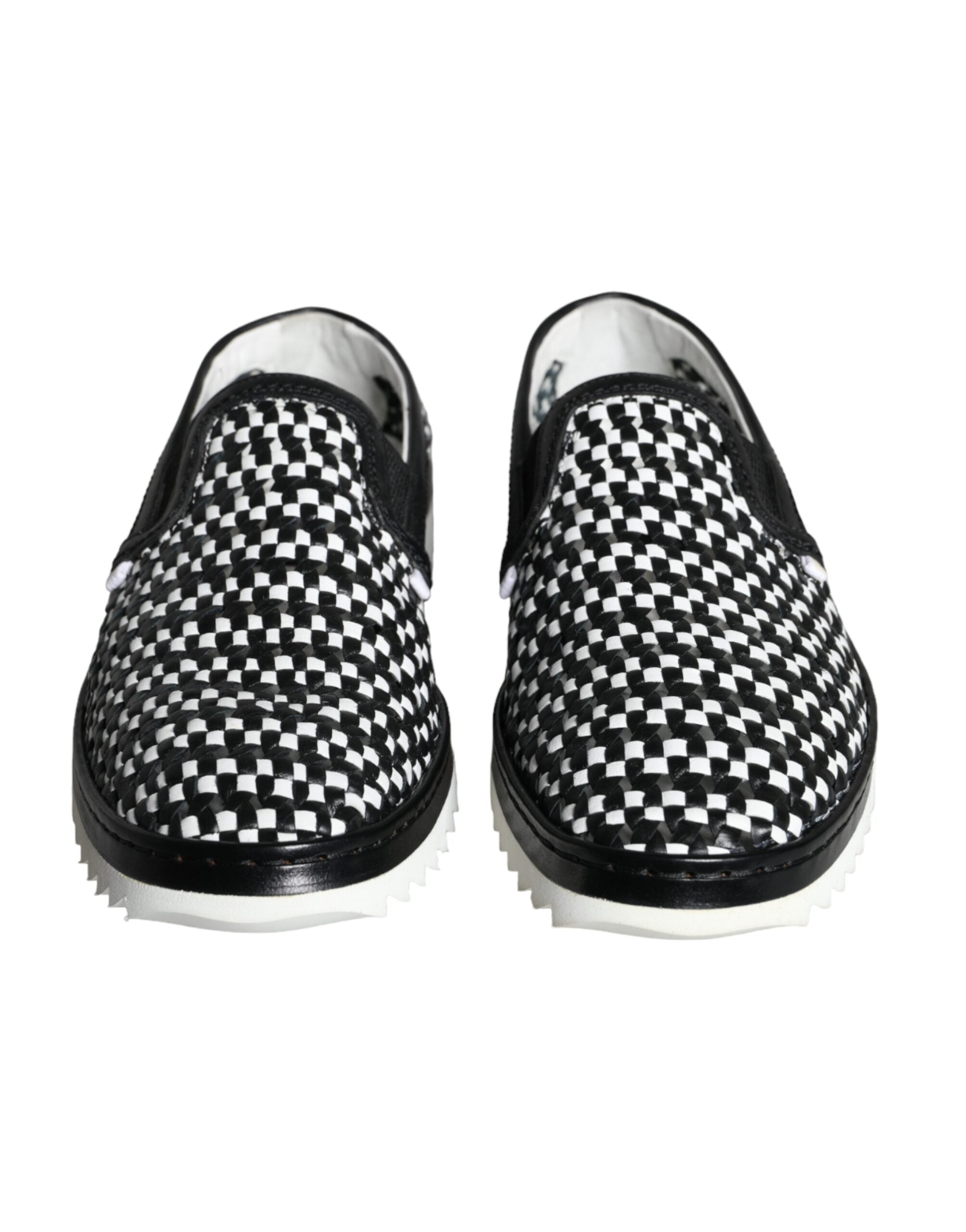 Mocassins à enfiler tissés noirs et blancs Dolce &amp; Gabbana pour homme