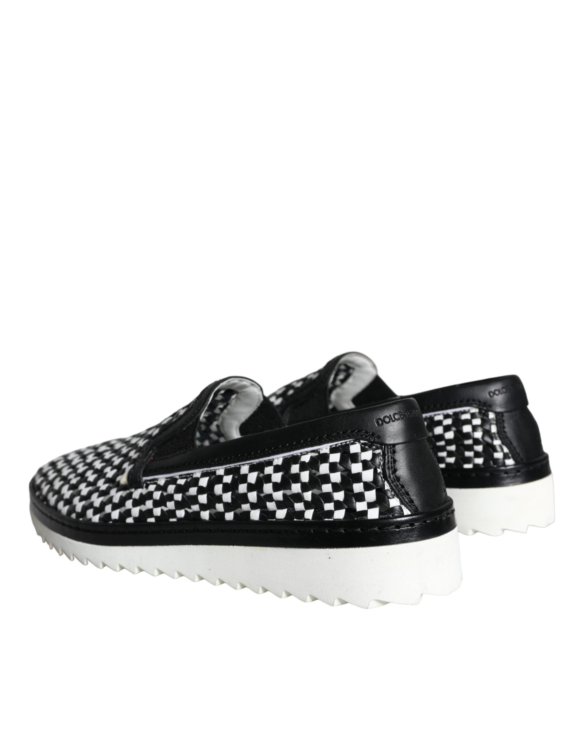 Mocassins à enfiler tissés noirs et blancs Dolce &amp; Gabbana pour homme