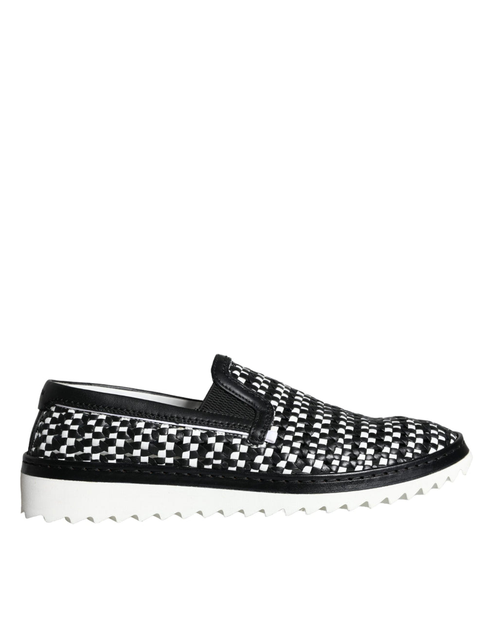 Mocassins à enfiler tissés noirs et blancs Dolce &amp; Gabbana pour homme
