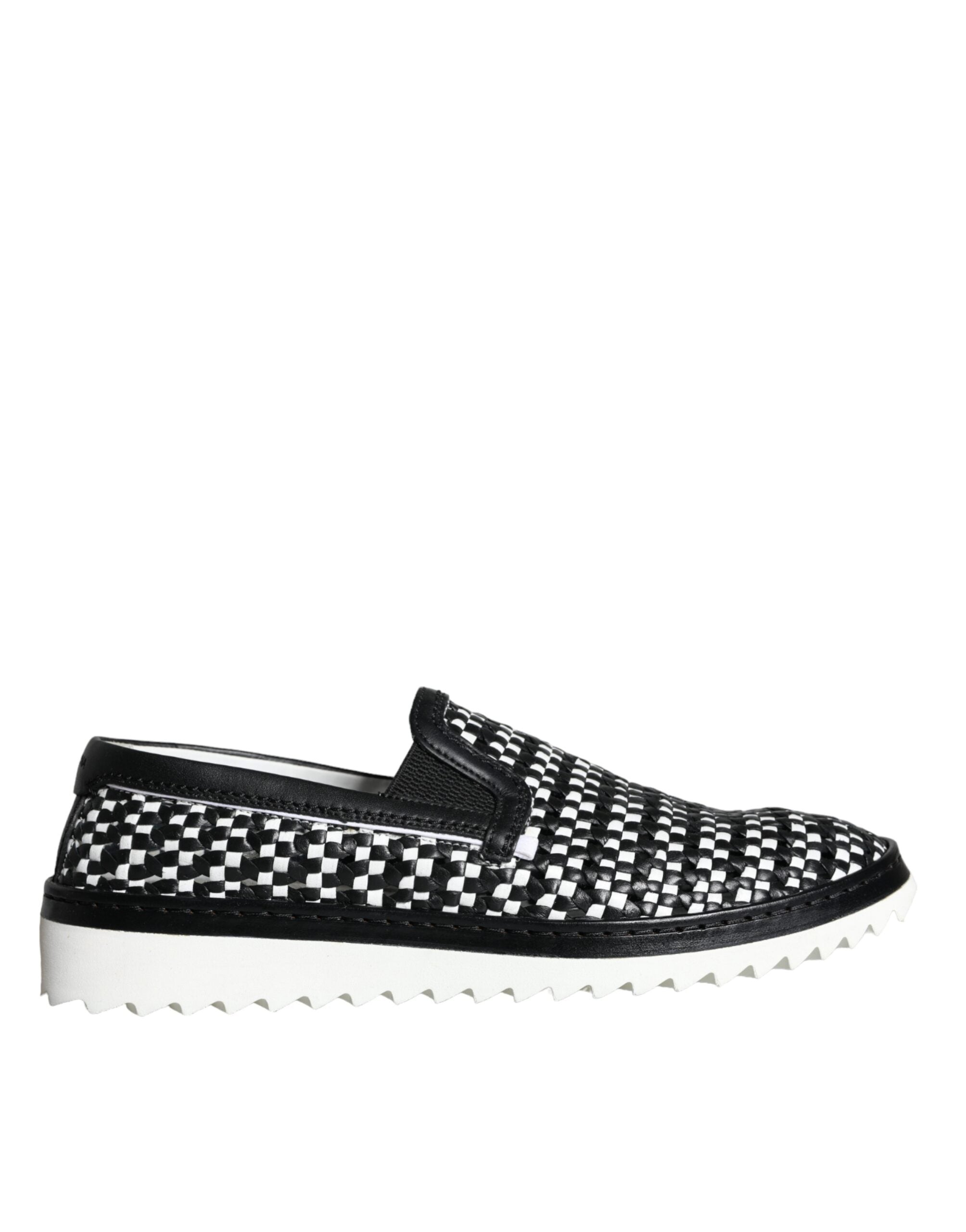 Mocassins à enfiler tissés noirs et blancs Dolce &amp; Gabbana pour homme