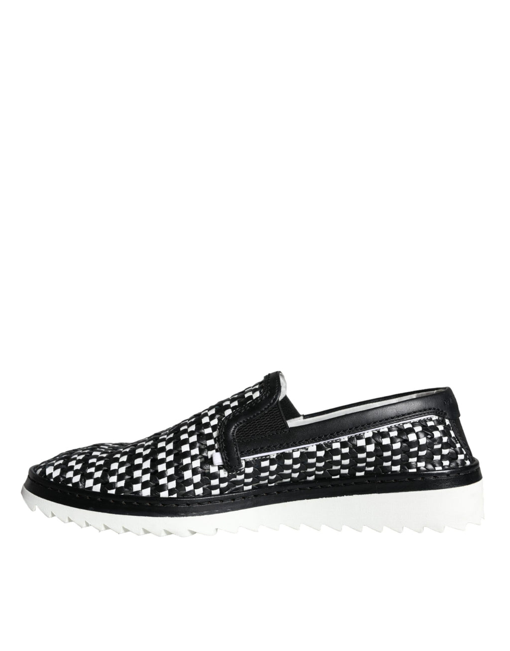 Mocassins à enfiler tissés noirs et blancs Dolce &amp; Gabbana pour homme