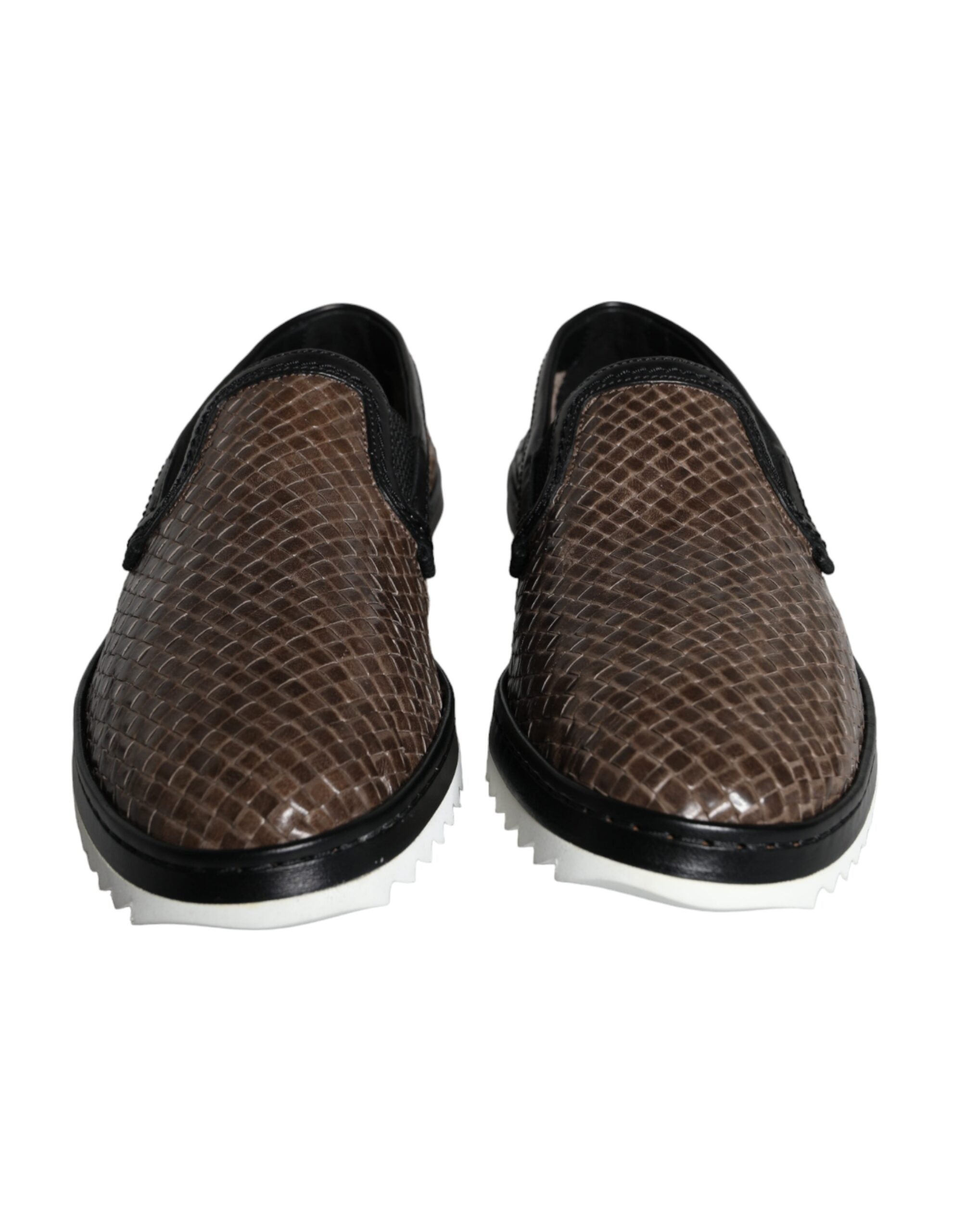 Mocassins Dolce &amp; Gabbana en cuir tressé marron et noir pour homme