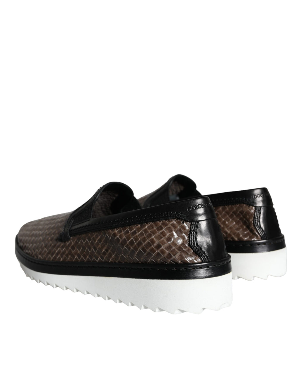 Mocassins Dolce &amp; Gabbana en cuir tressé marron et noir pour homme
