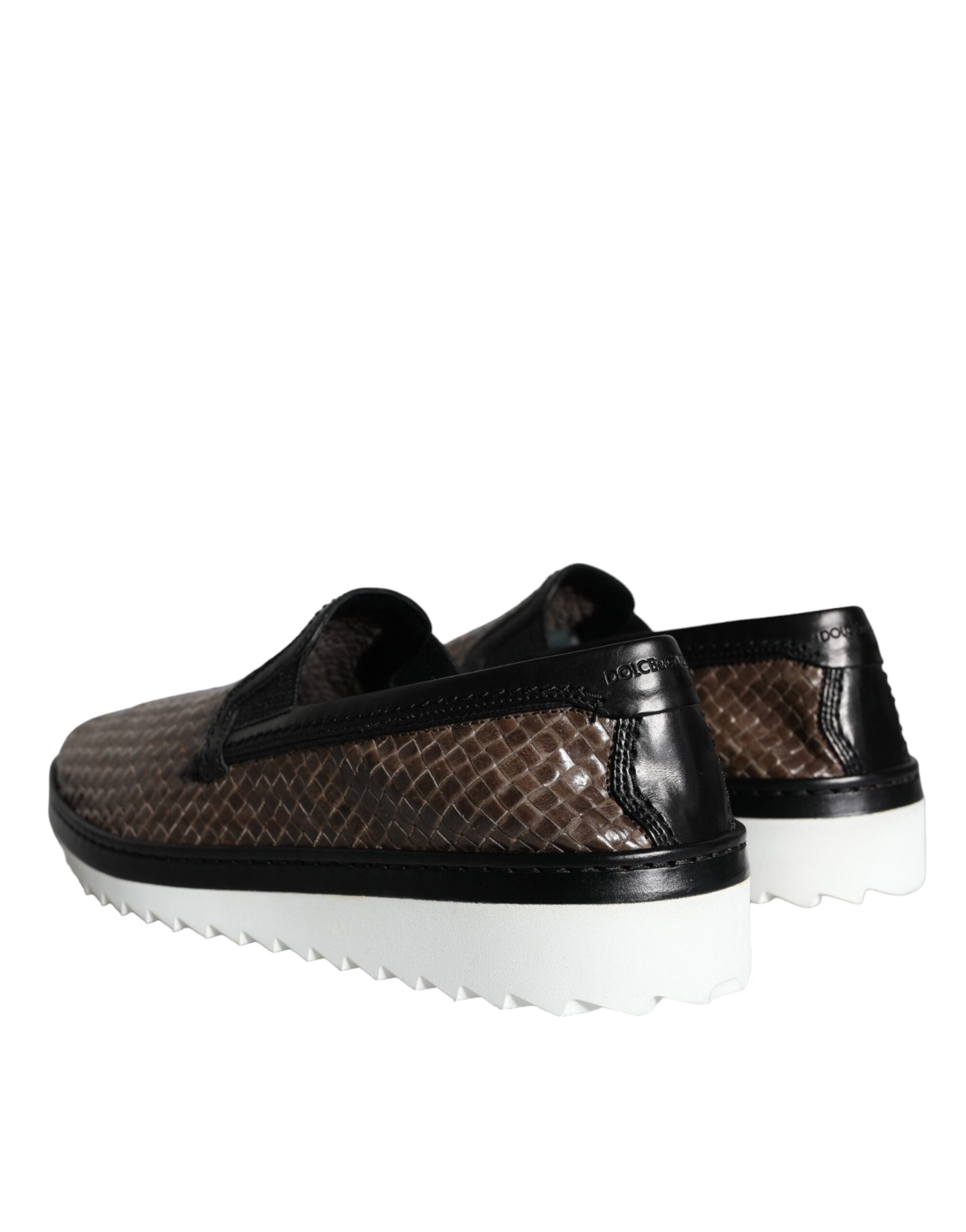 Mocassins Dolce &amp; Gabbana en cuir tressé marron et noir pour homme