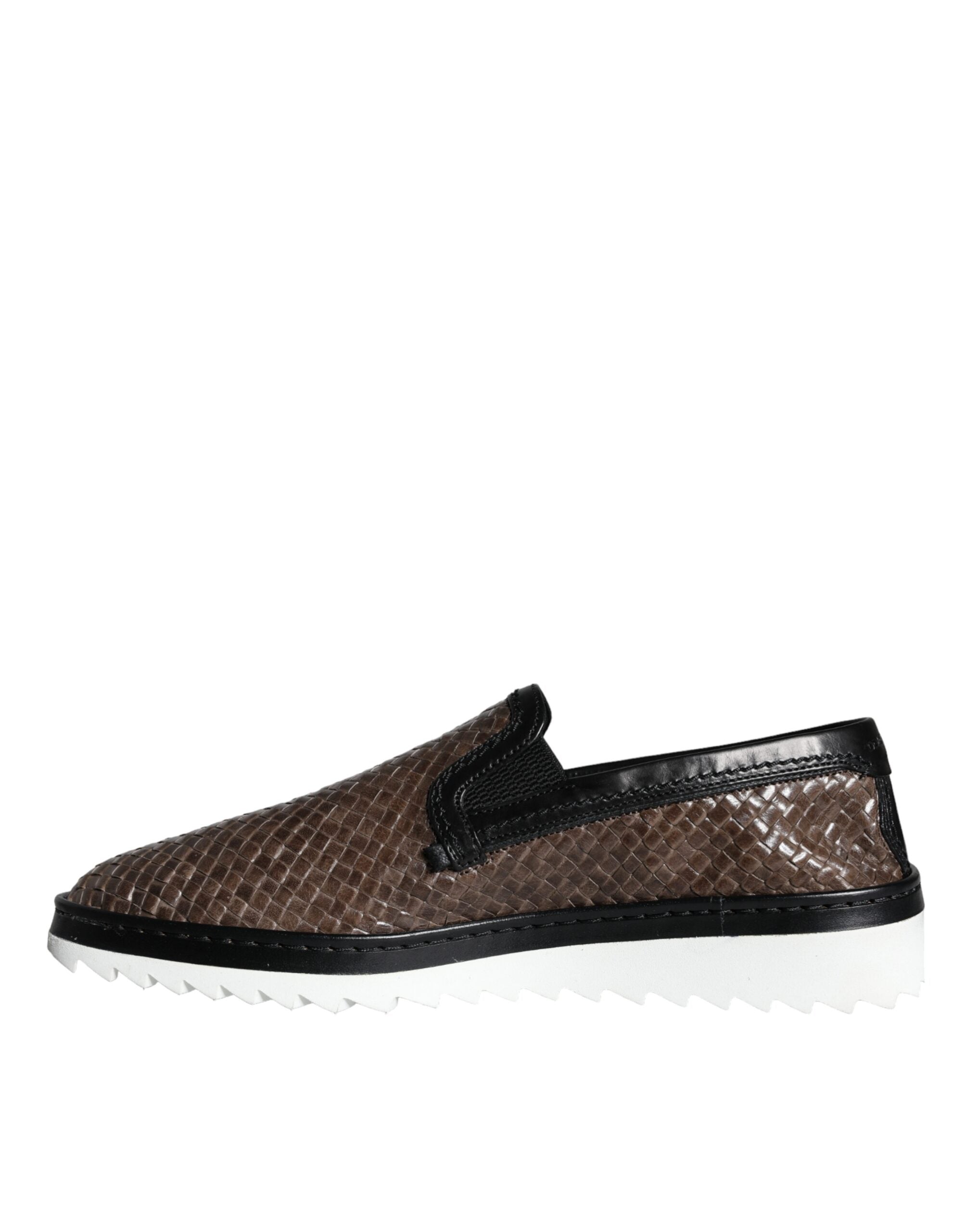 Mocassins Dolce &amp; Gabbana en cuir tressé marron et noir pour homme