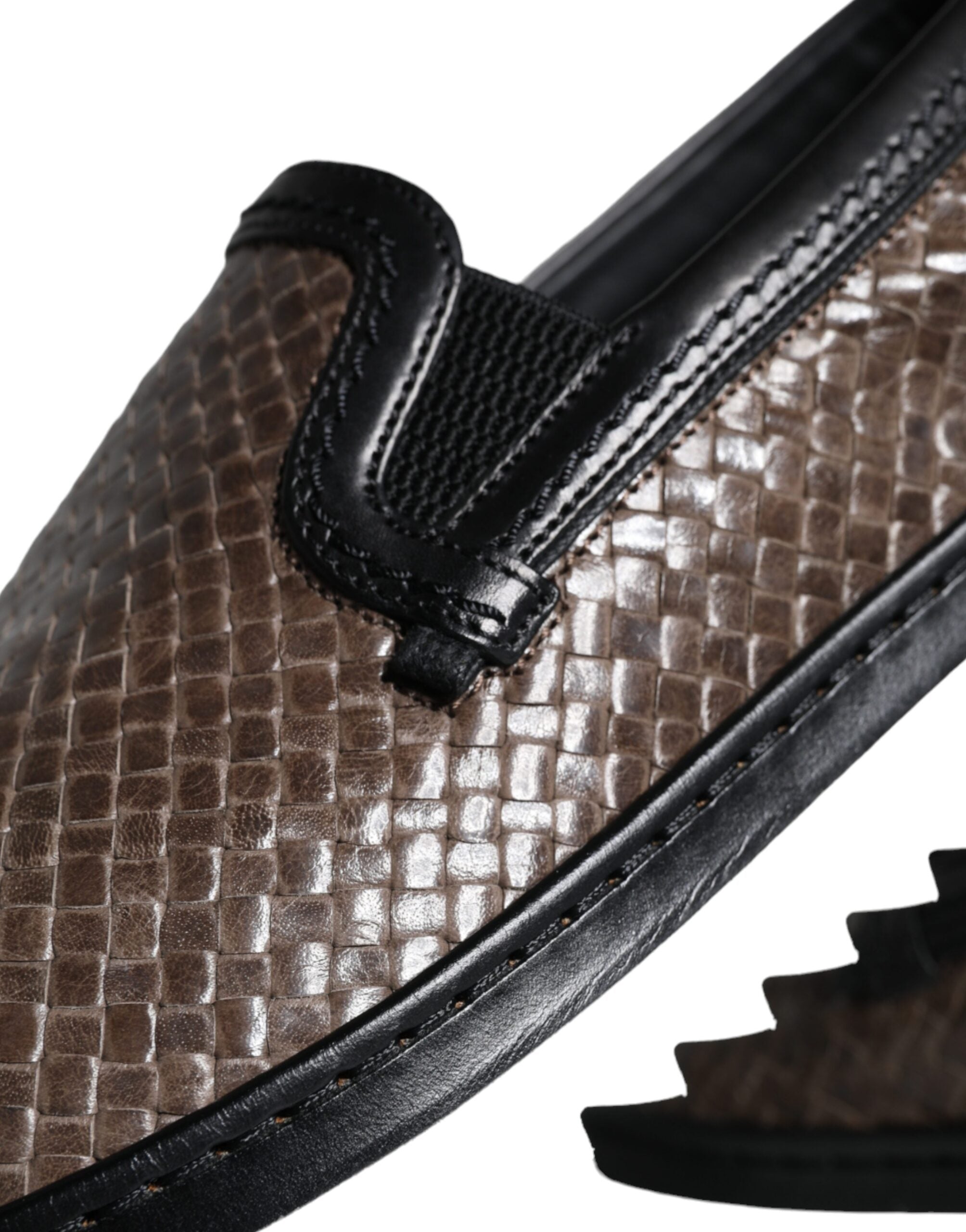 Mocassins Dolce &amp; Gabbana en cuir tressé marron et noir pour homme