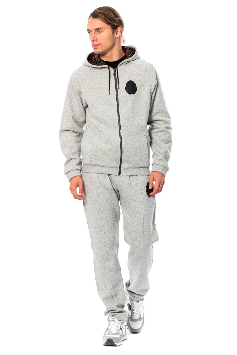 Billionaire Italian Couture – Eleganter grauer Baumwoll-Trainingsanzug mit Kapuze