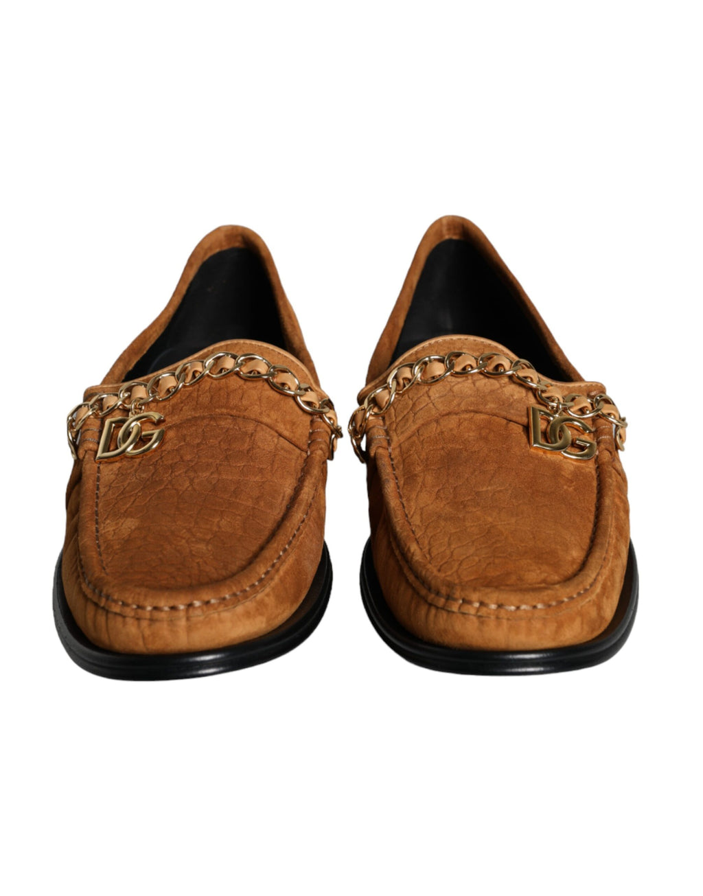 Mocassins à enfiler Dolce &amp; Gabbana en cuir velours marron avec logo