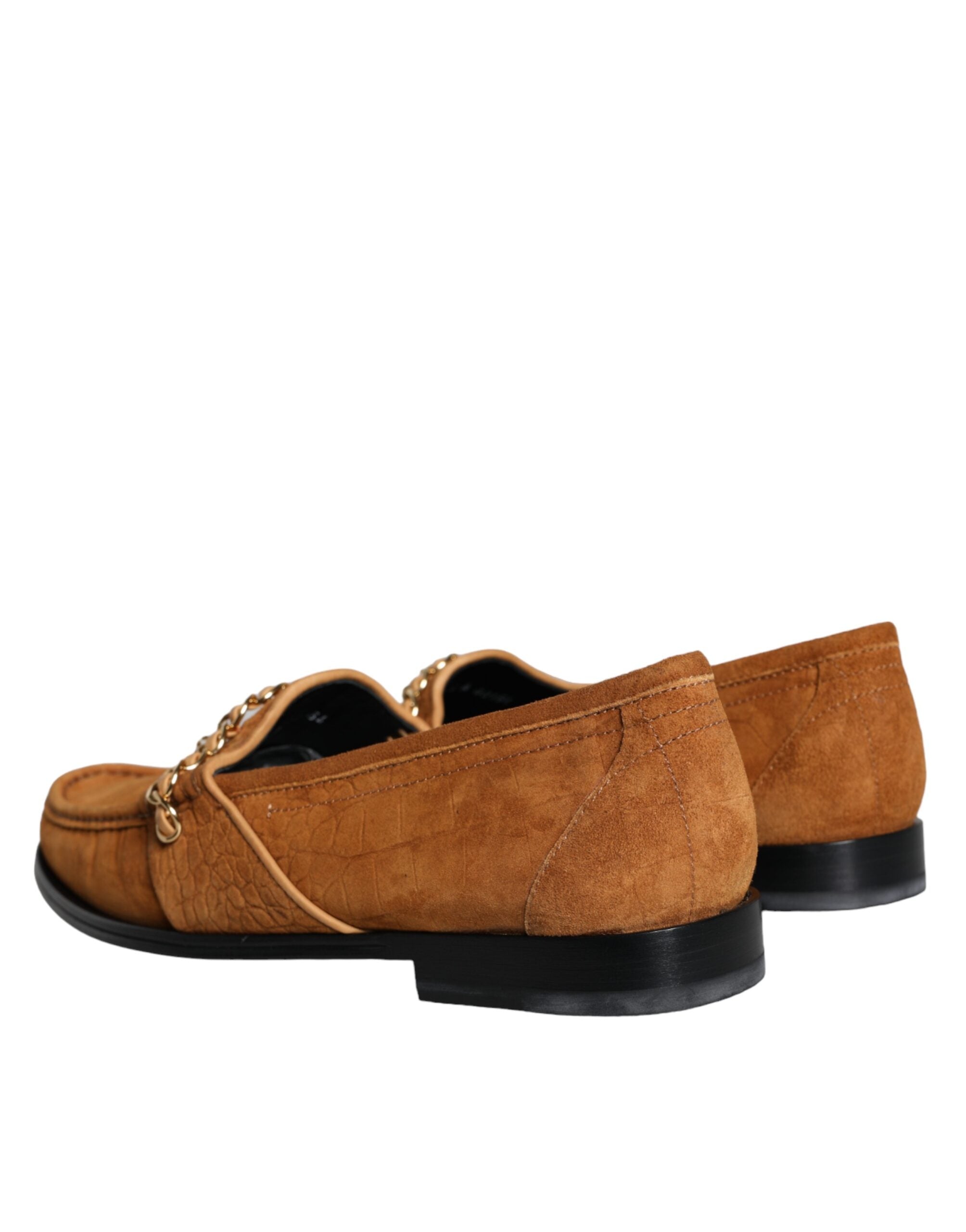 Mocassins à enfiler Dolce &amp; Gabbana en cuir velours marron avec logo