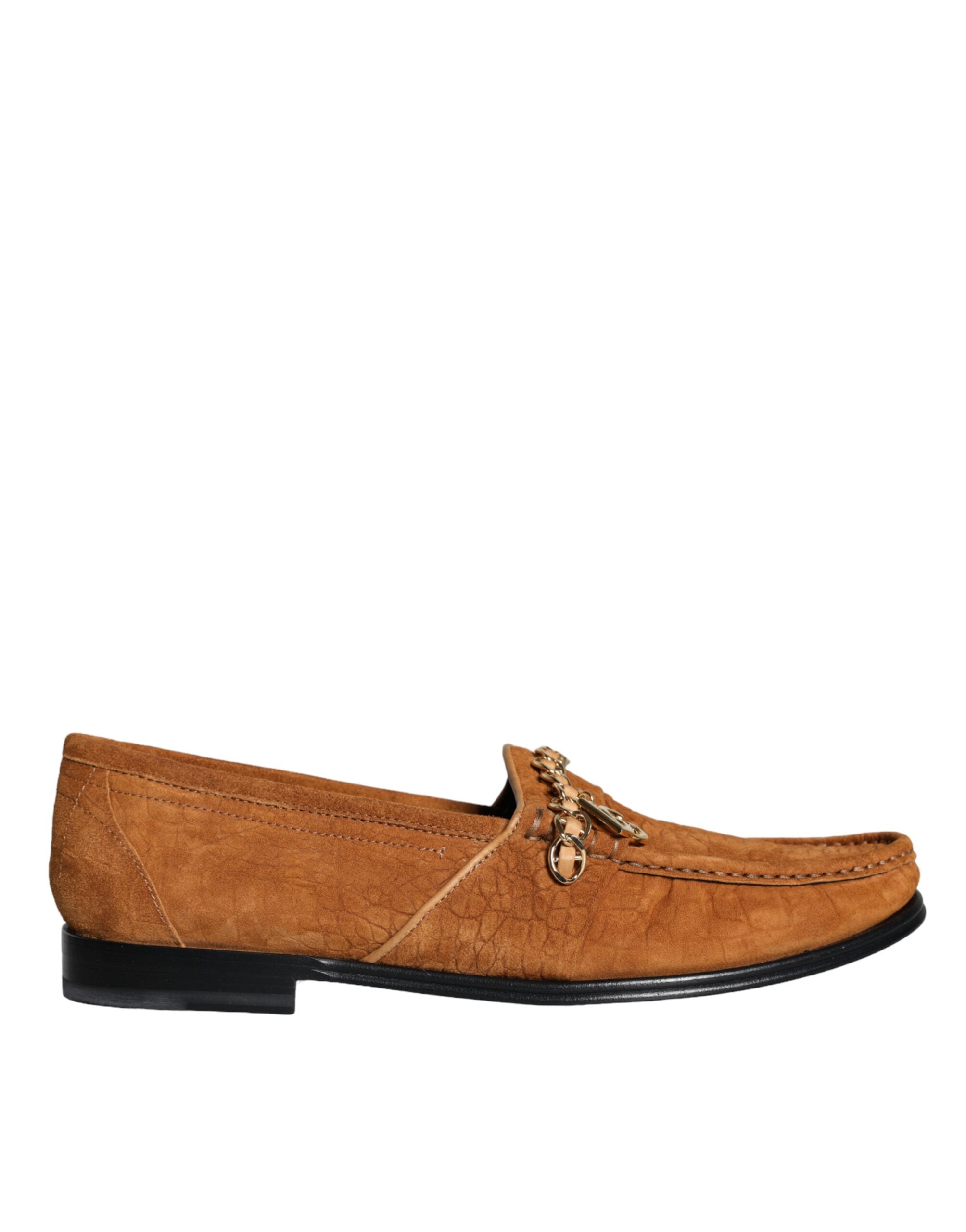 Mocassins à enfiler Dolce &amp; Gabbana en cuir velours marron avec logo