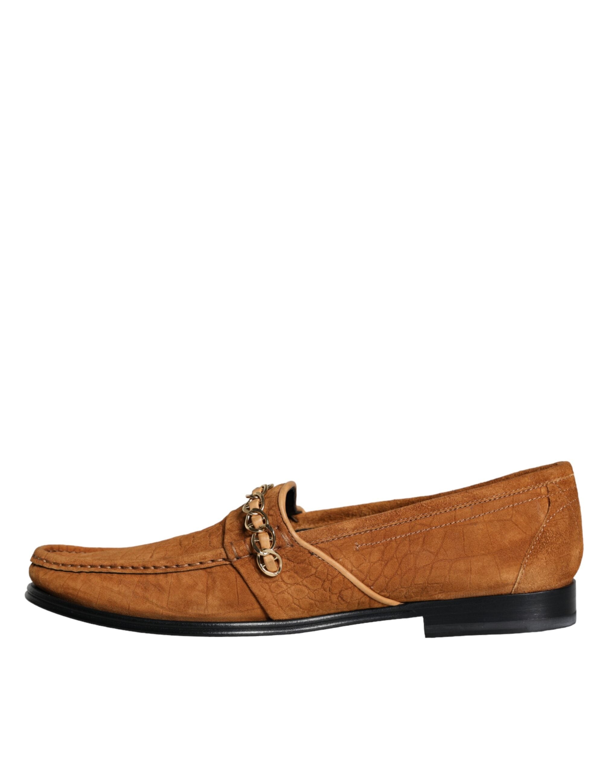 Mocassins à enfiler Dolce &amp; Gabbana en cuir velours marron avec logo