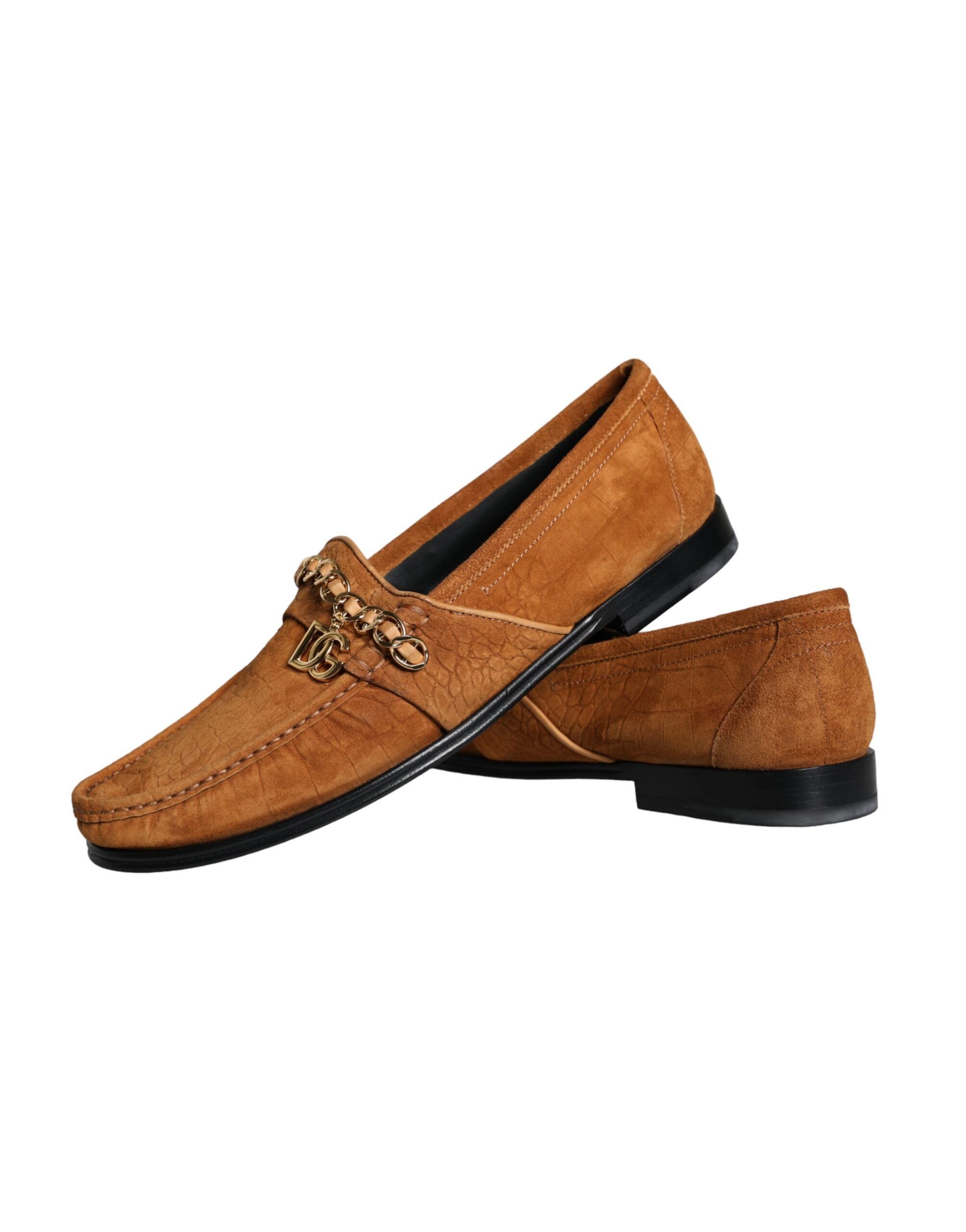 Mocassins à enfiler Dolce &amp; Gabbana en cuir velours marron avec logo