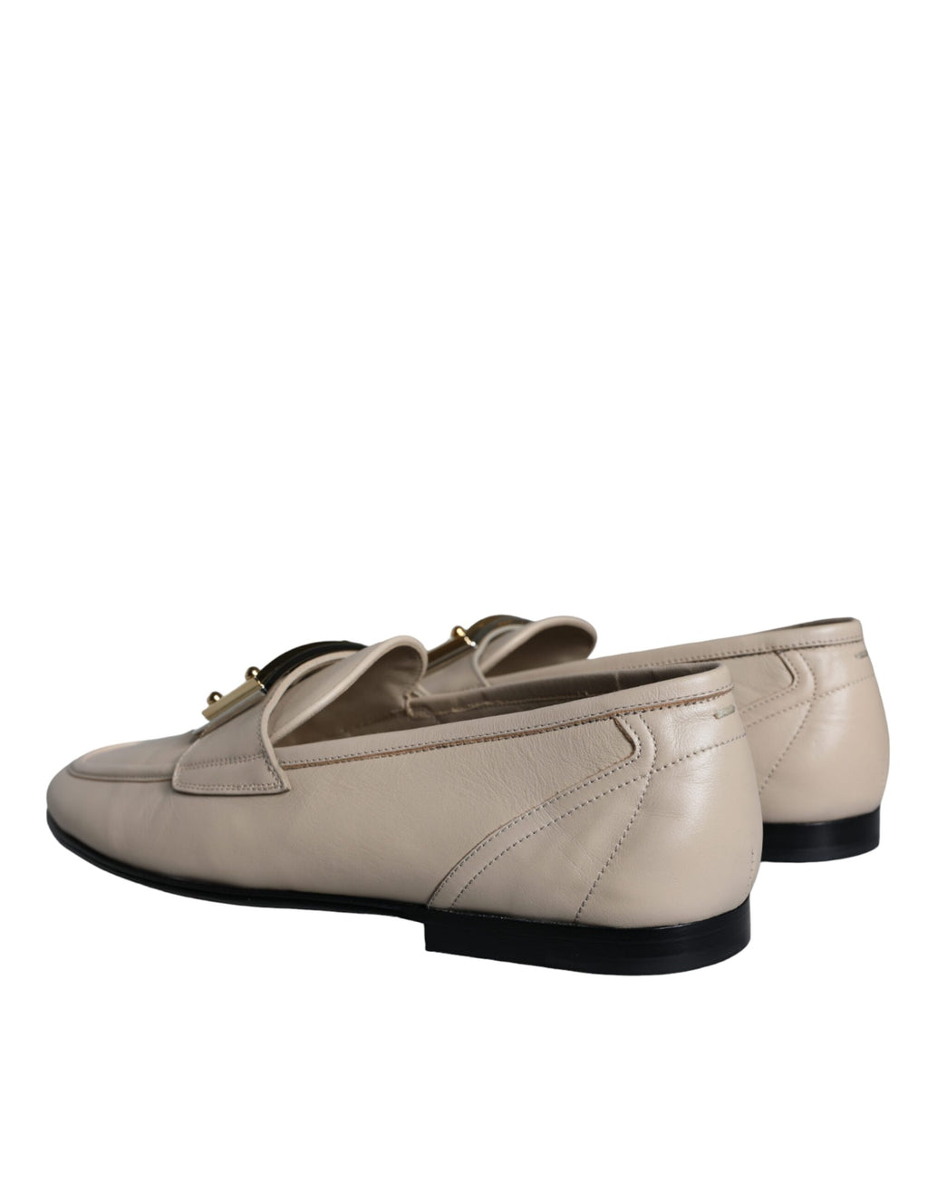 Mocassins à enfiler Dolce &amp; Gabbana en cuir beige avec plaque logo pour homme