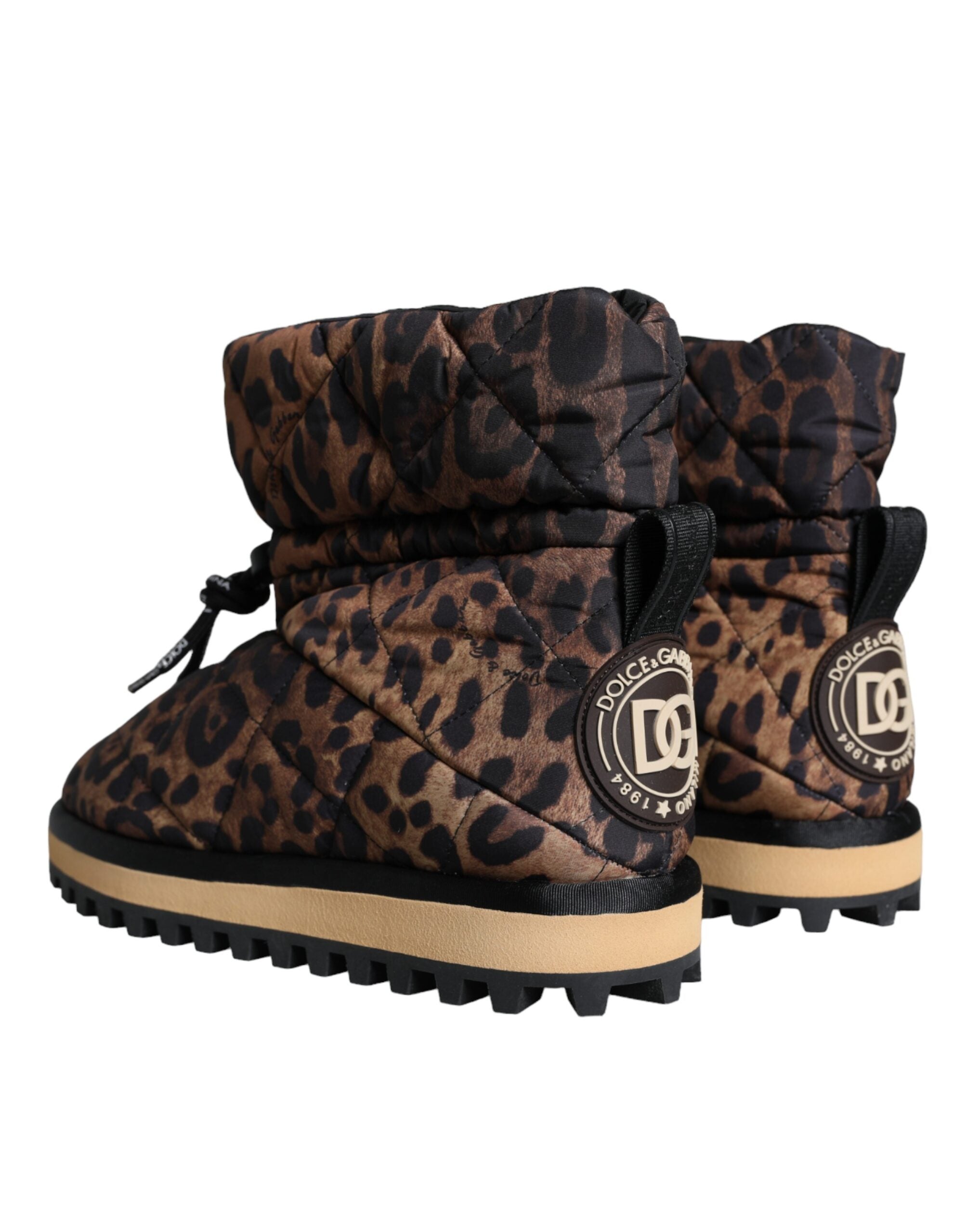 Dolce &amp; Gabbana – Braune Stiefeletten mit Leopardenmuster und gepolsterten Schuhen