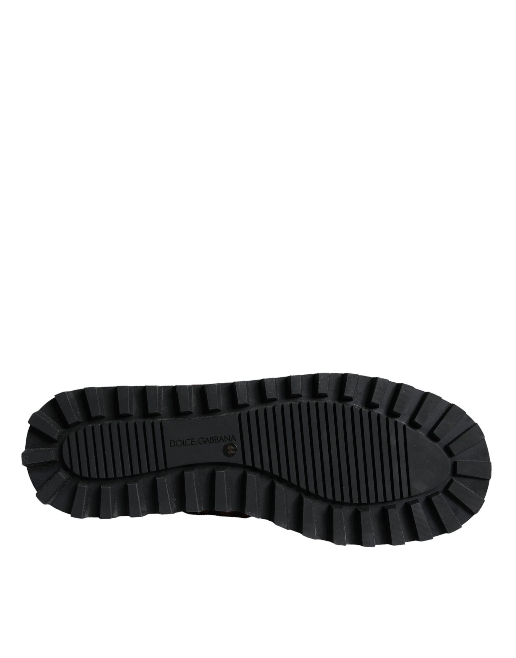 Dolce &amp; Gabbana – Braune Stiefeletten mit Leopardenmuster und gepolsterten Schuhen