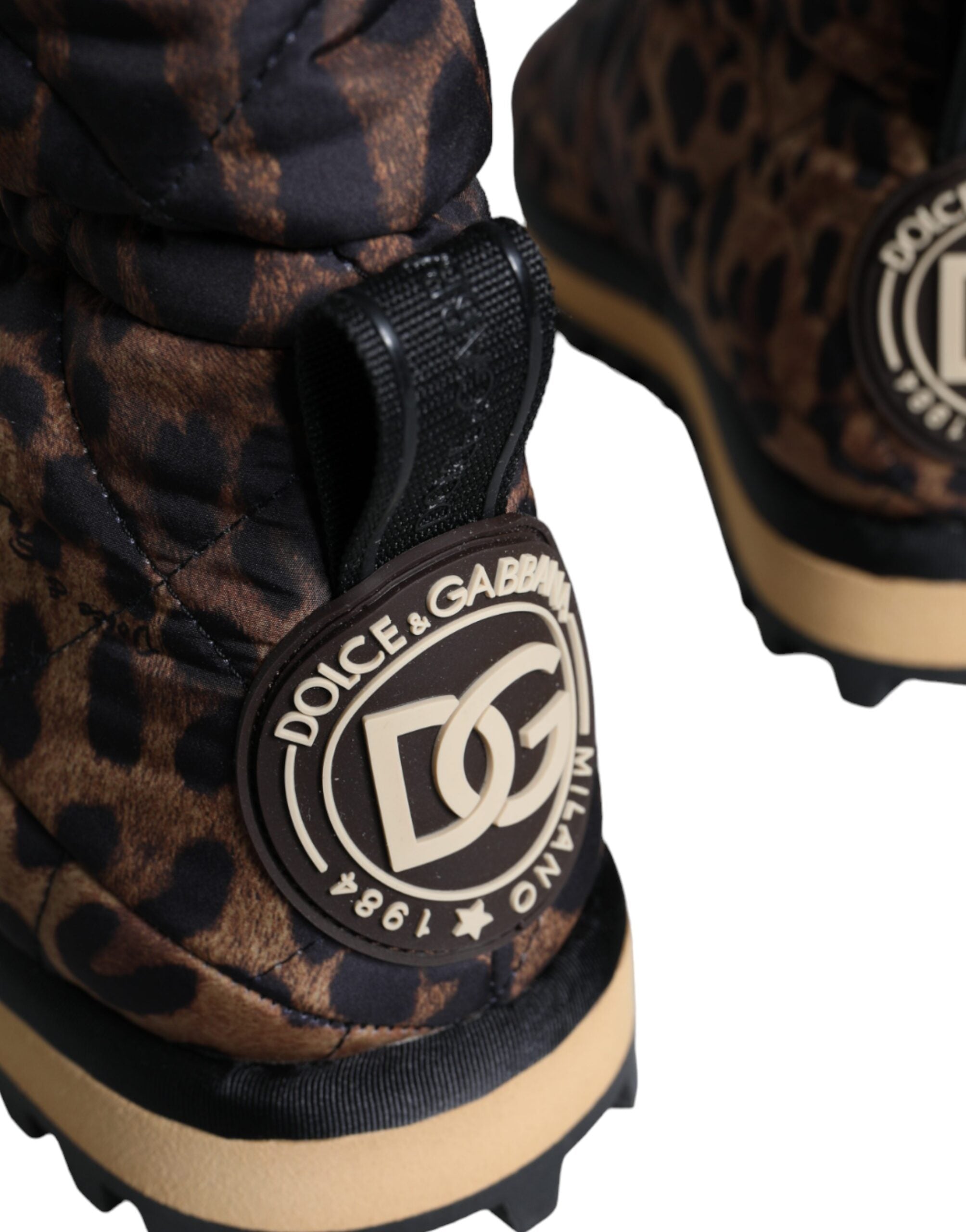 Dolce &amp; Gabbana – Braune Stiefeletten mit Leopardenmuster und gepolsterten Schuhen