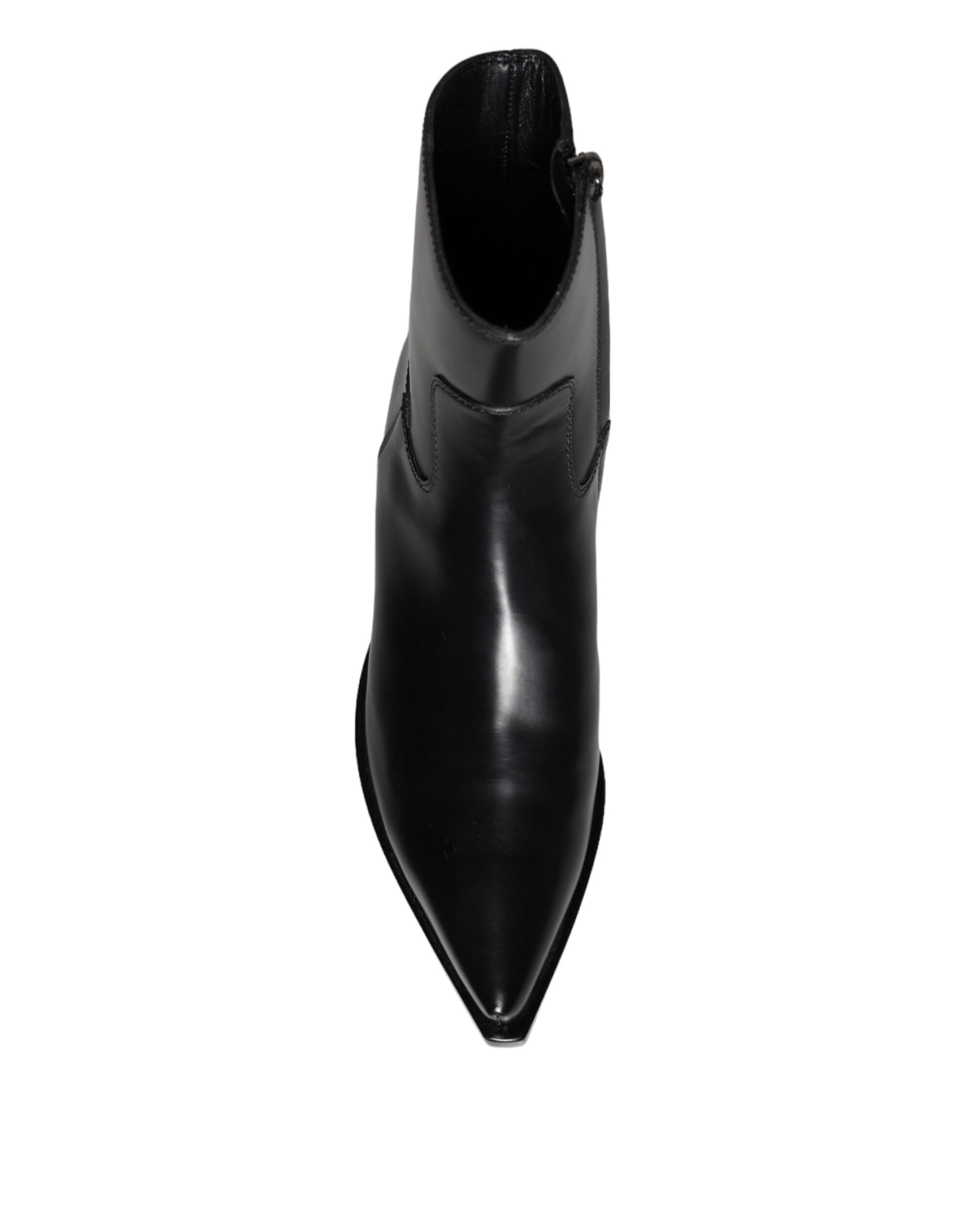 Dolce &amp; Gabbana Schwarze Lederstiefeletten Booties Schuhe