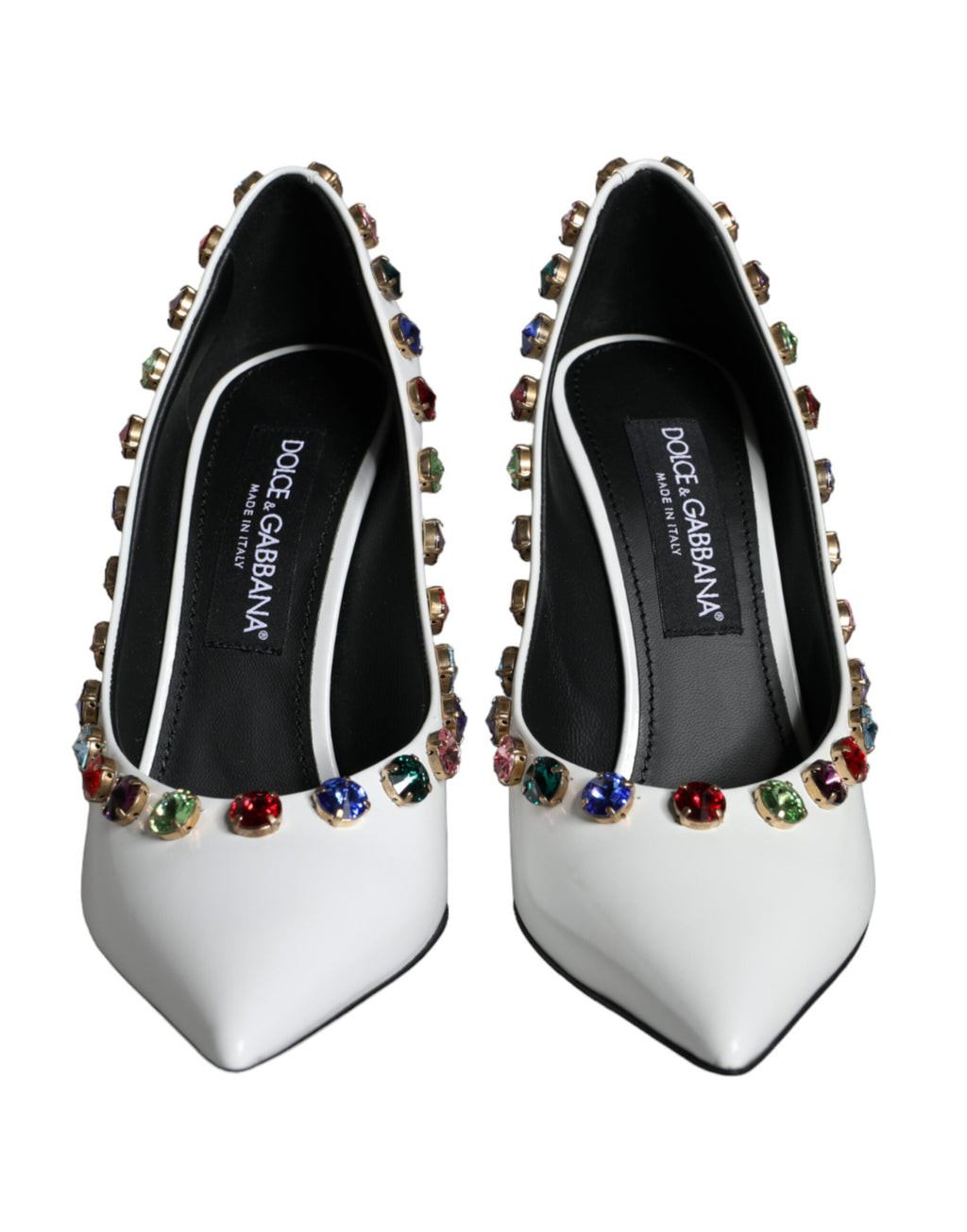 Dolce &amp; Gabbana Weiße Kristall Leder High Heels Pumps Schuhe