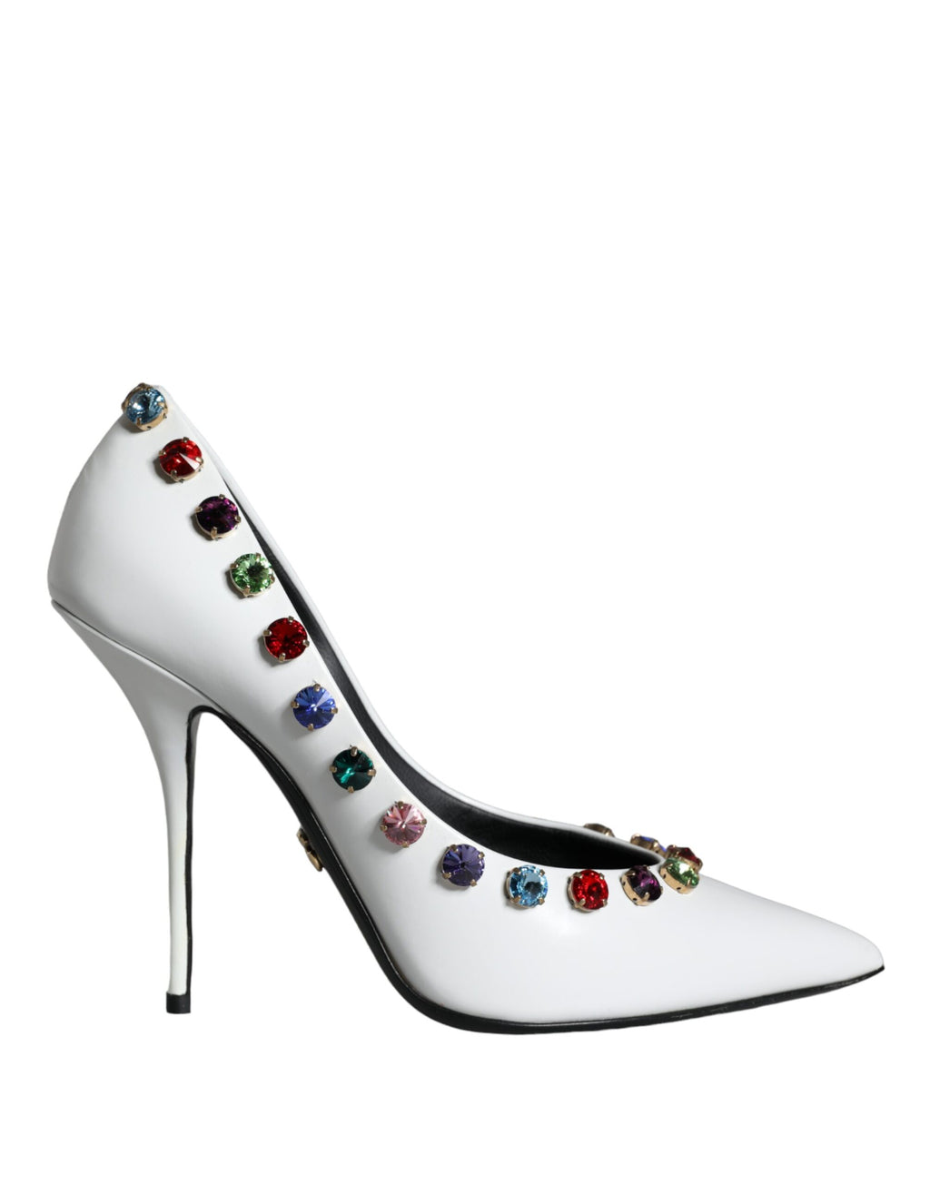Dolce &amp; Gabbana Weiße Kristall Leder High Heels Pumps Schuhe