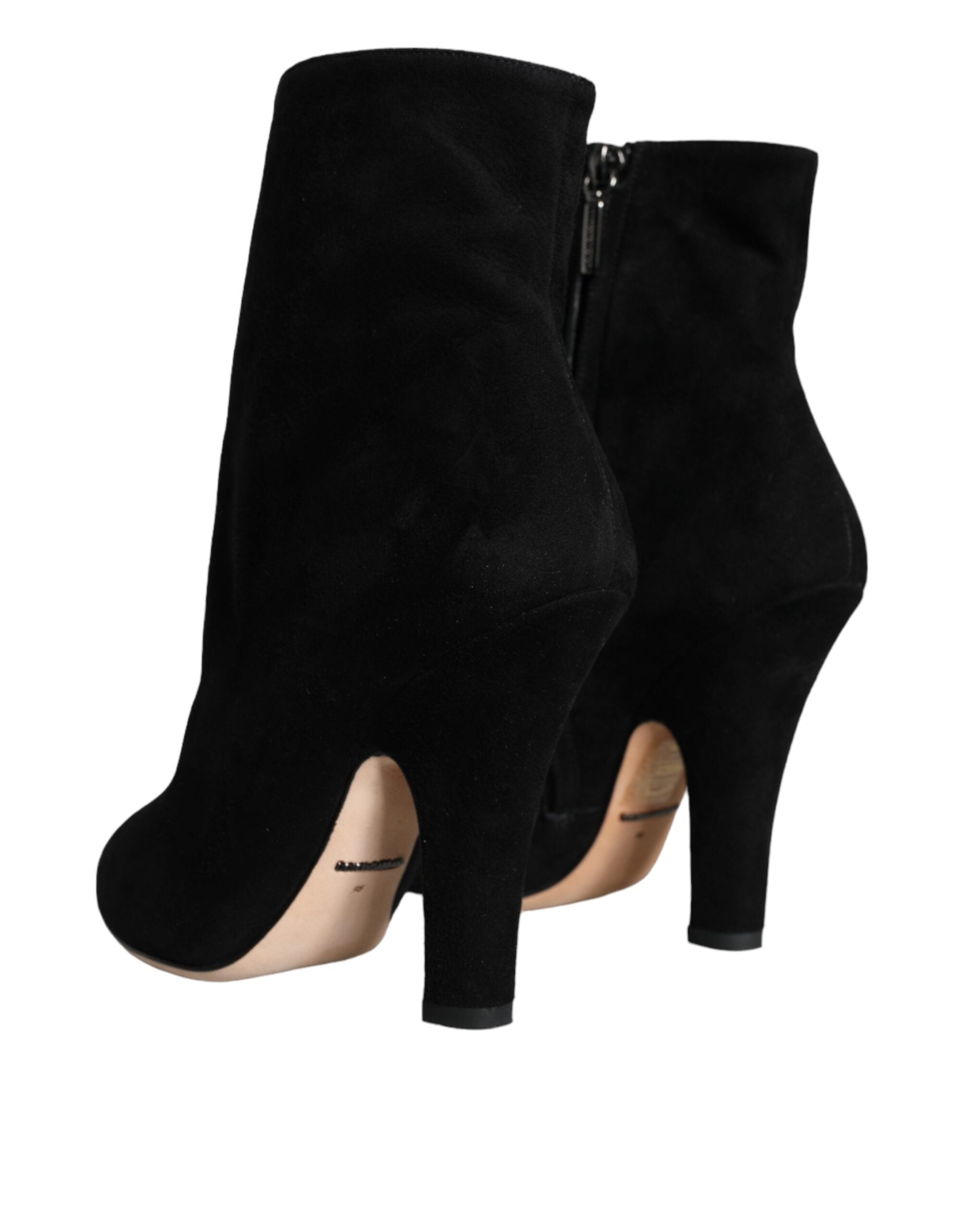 Dolce &amp; Gabbana – Wadenhohe Stiefel aus schwarzem Wildleder