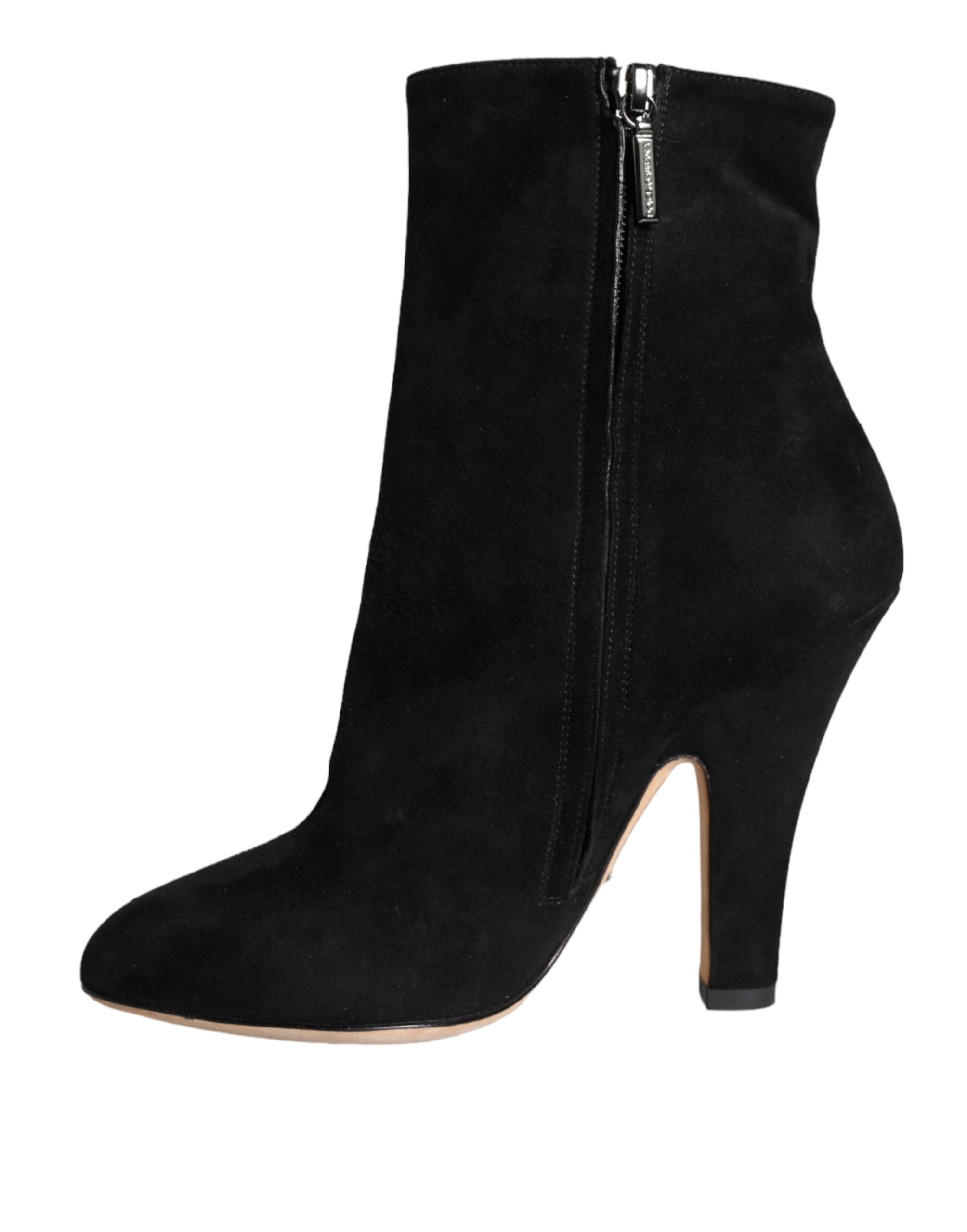 Dolce &amp; Gabbana – Wadenhohe Stiefel aus schwarzem Wildleder