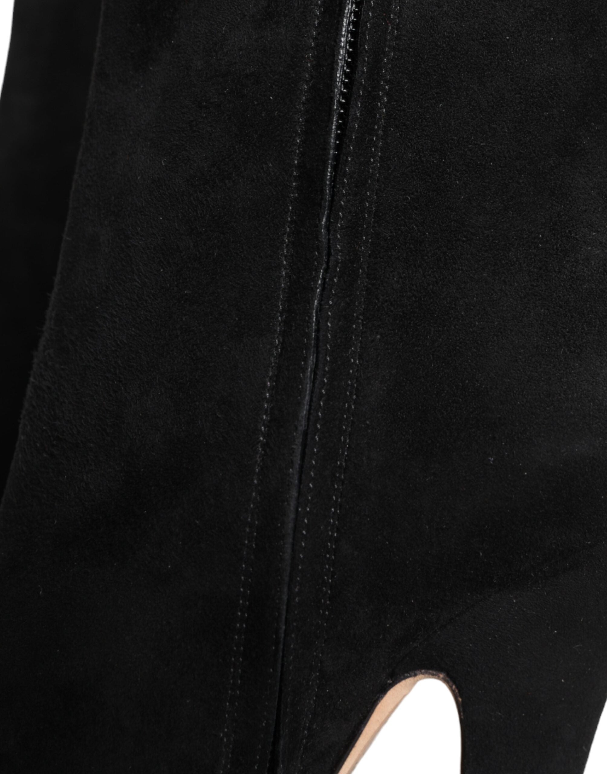 Dolce &amp; Gabbana – Wadenhohe Stiefel aus schwarzem Wildleder