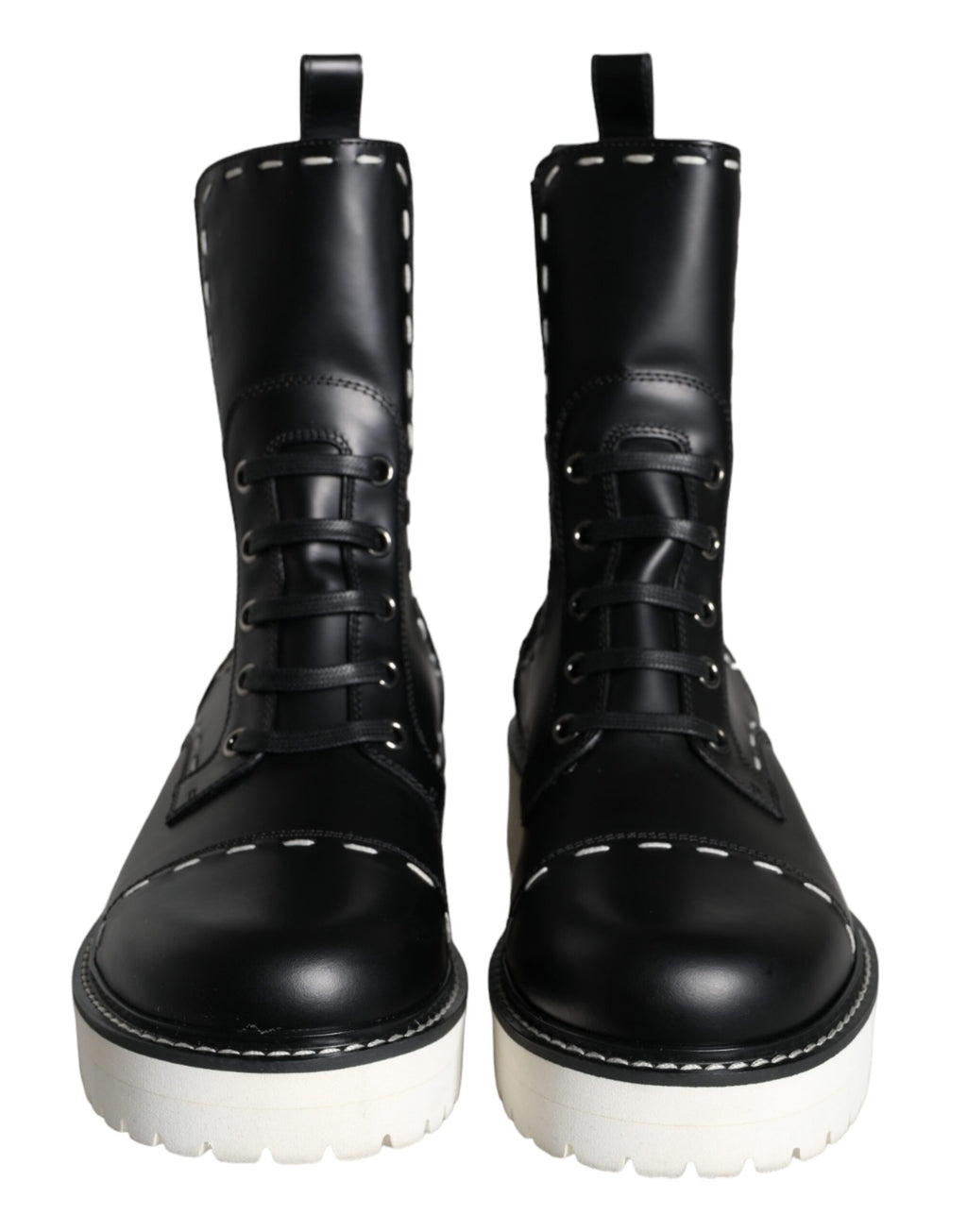 Dolce &amp; Gabbana – Schwarze Combat-Stiefel aus Leder mit halbhoher Wade