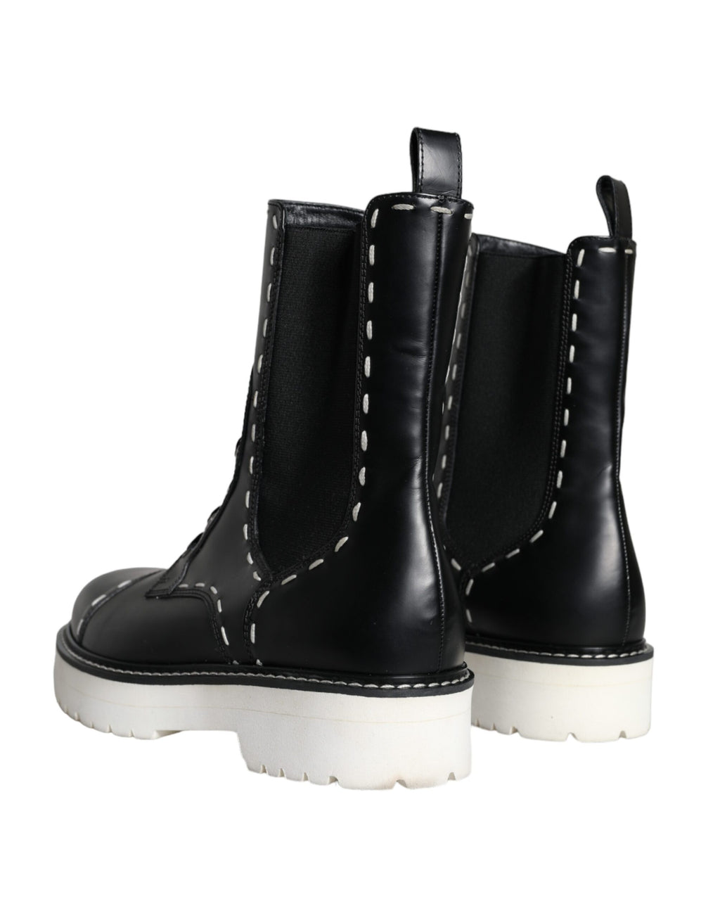 Dolce &amp; Gabbana – Schwarze Combat-Stiefel aus Leder mit halbhoher Wade
