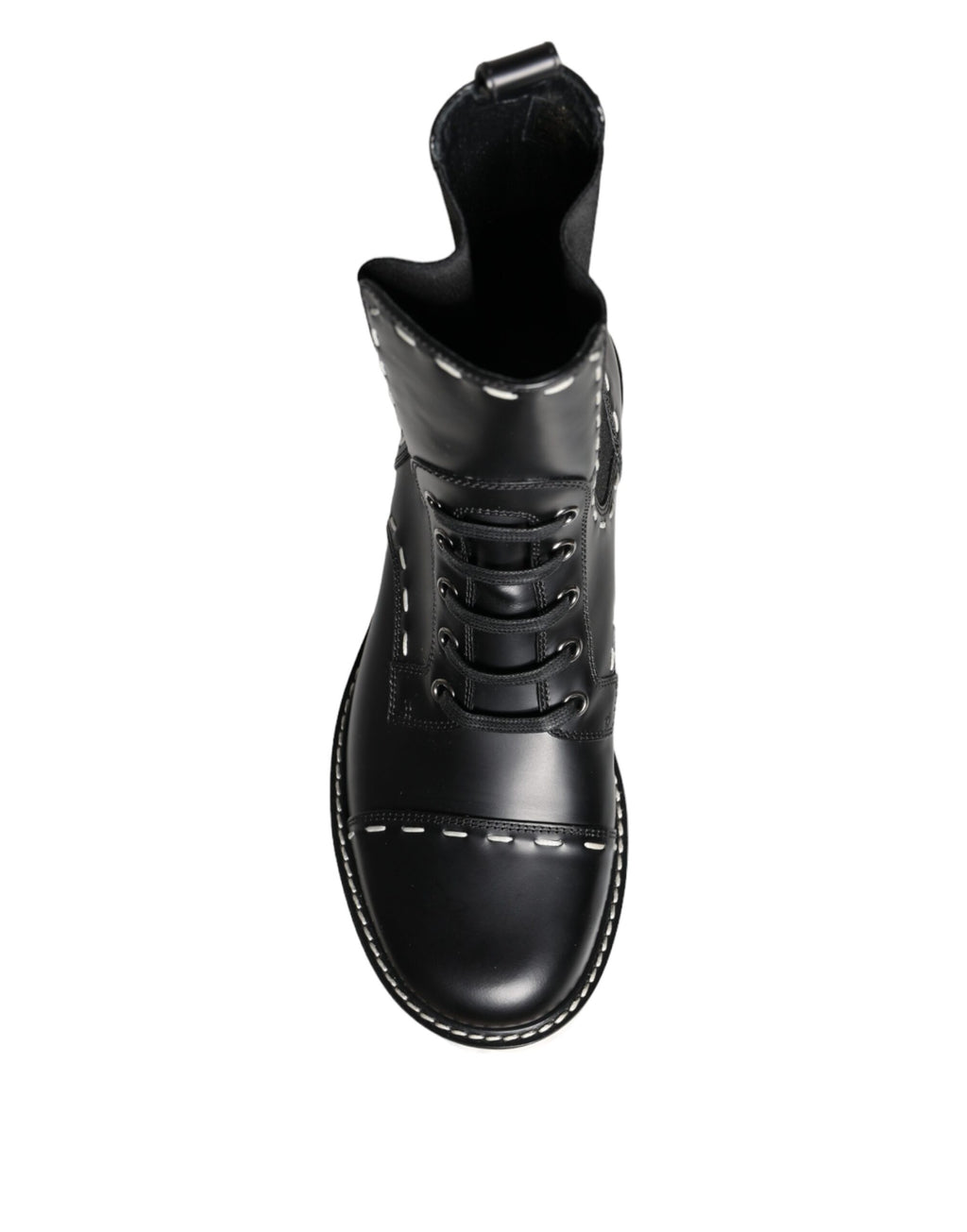 Dolce &amp; Gabbana – Schwarze Combat-Stiefel aus Leder mit halbhoher Wade