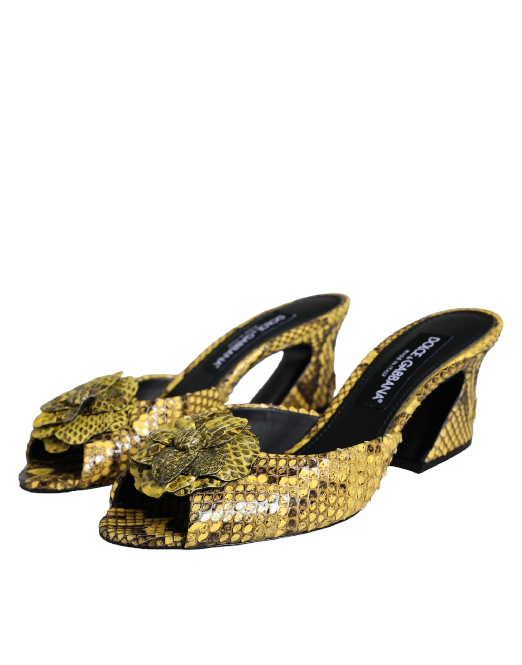 Chaussures à talons compensés Dolce &amp; Gabbana en cuir jaune