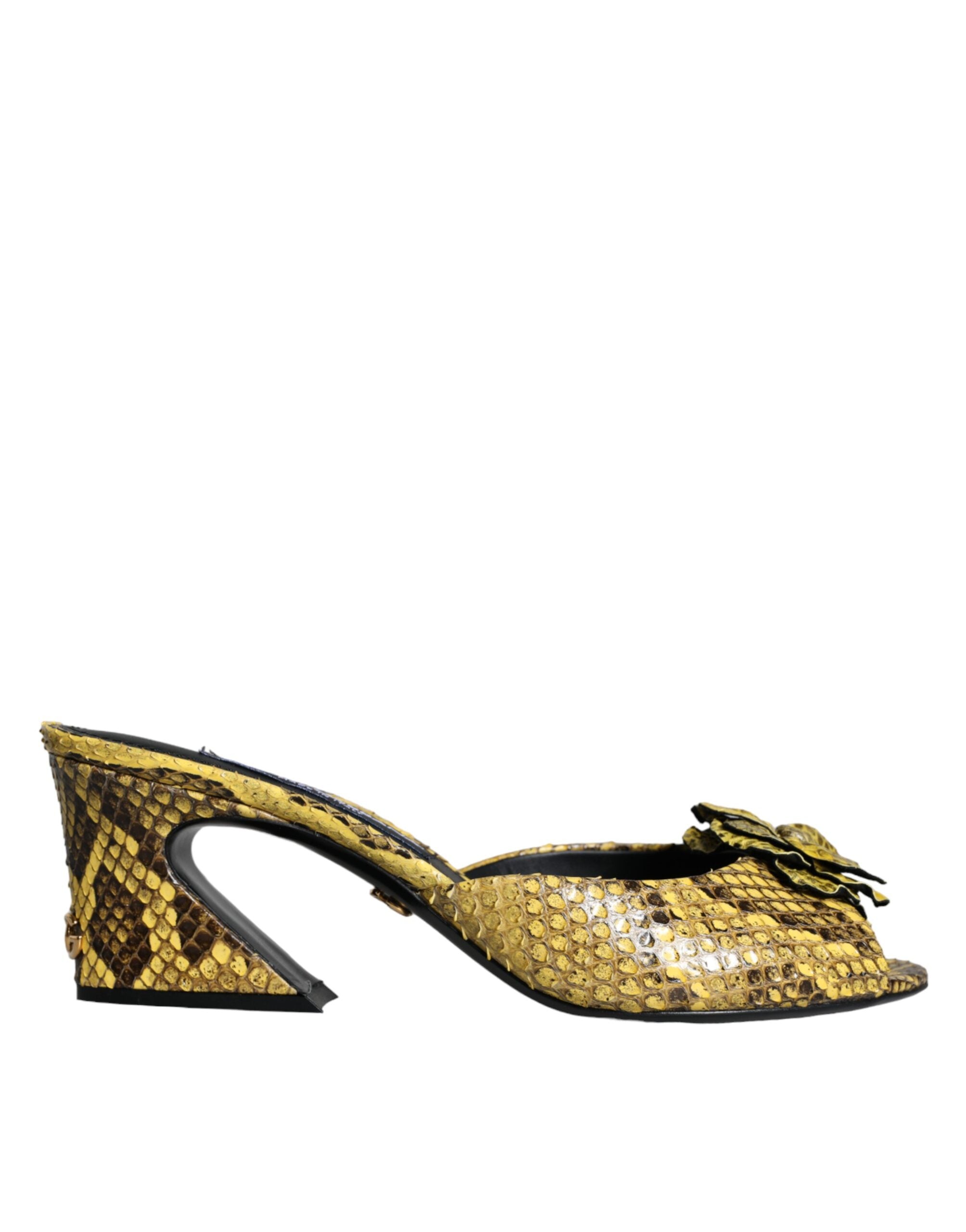 Chaussures à talons compensés Dolce &amp; Gabbana en cuir jaune