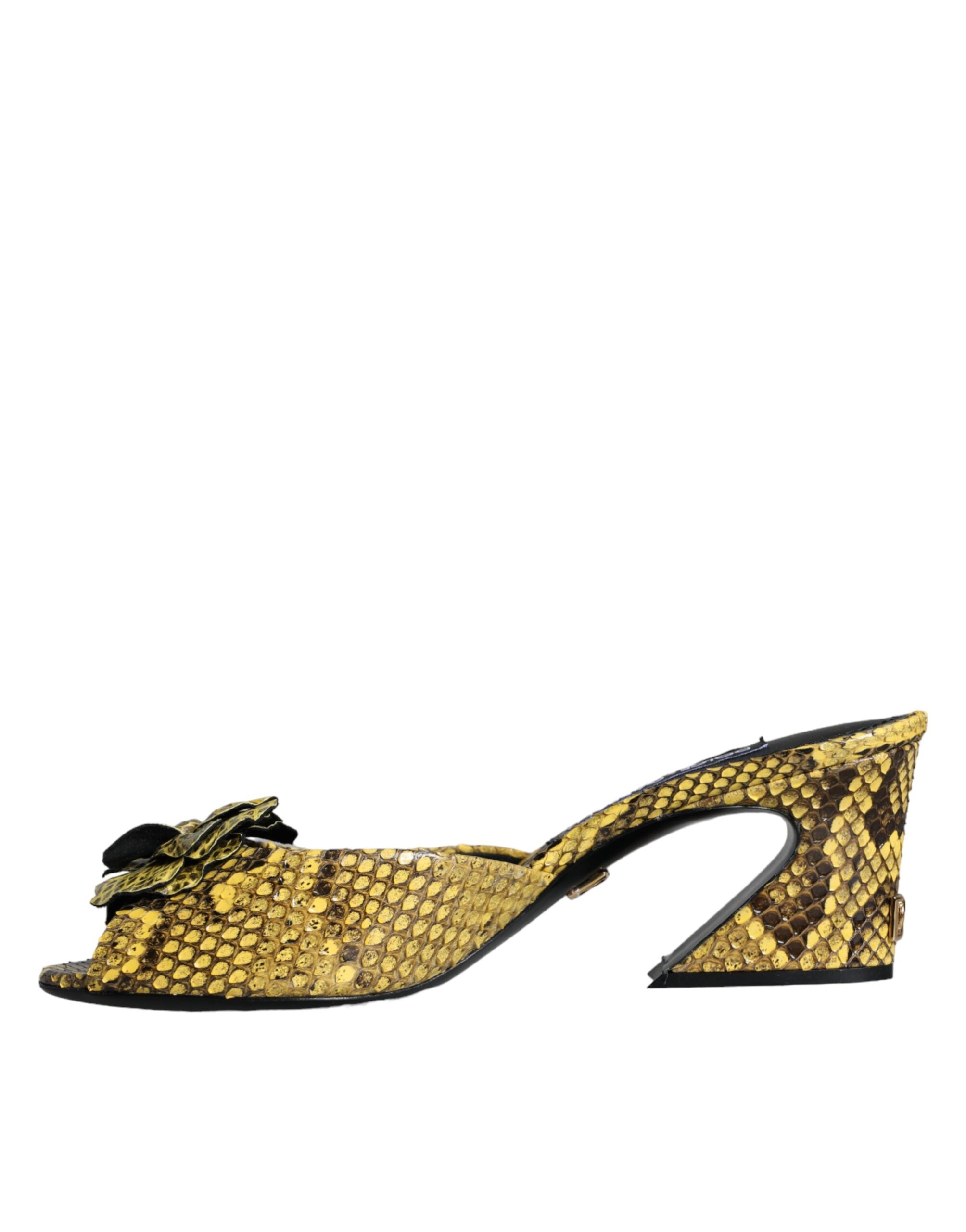 Chaussures à talons compensés Dolce &amp; Gabbana en cuir jaune