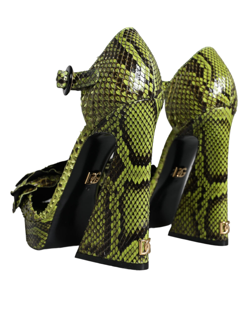 Dolce &amp; Gabbana Grüne Sandalen aus exotischem Leder mit Knöchelriemen