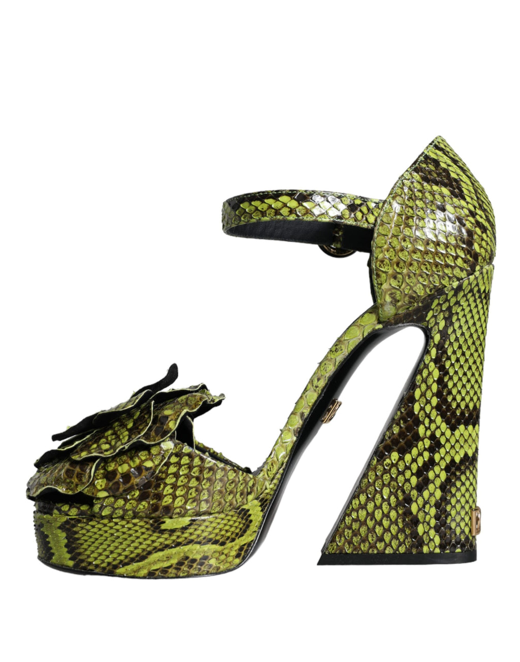 Dolce &amp; Gabbana Grüne Sandalen aus exotischem Leder mit Knöchelriemen